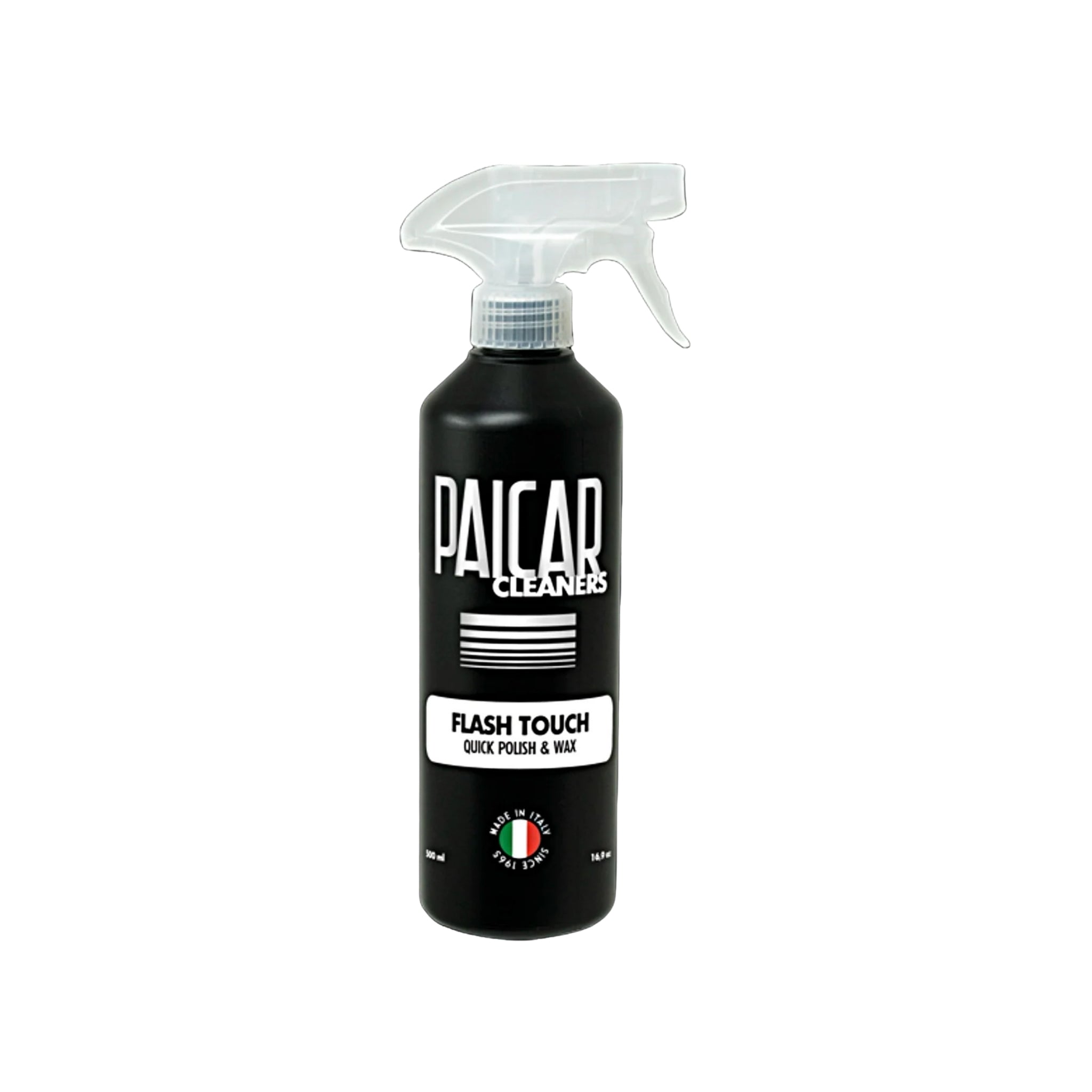 PAICAR Cleaners Flash Touch Quick Polish & Wax 16OZ black spray bottle on a white background