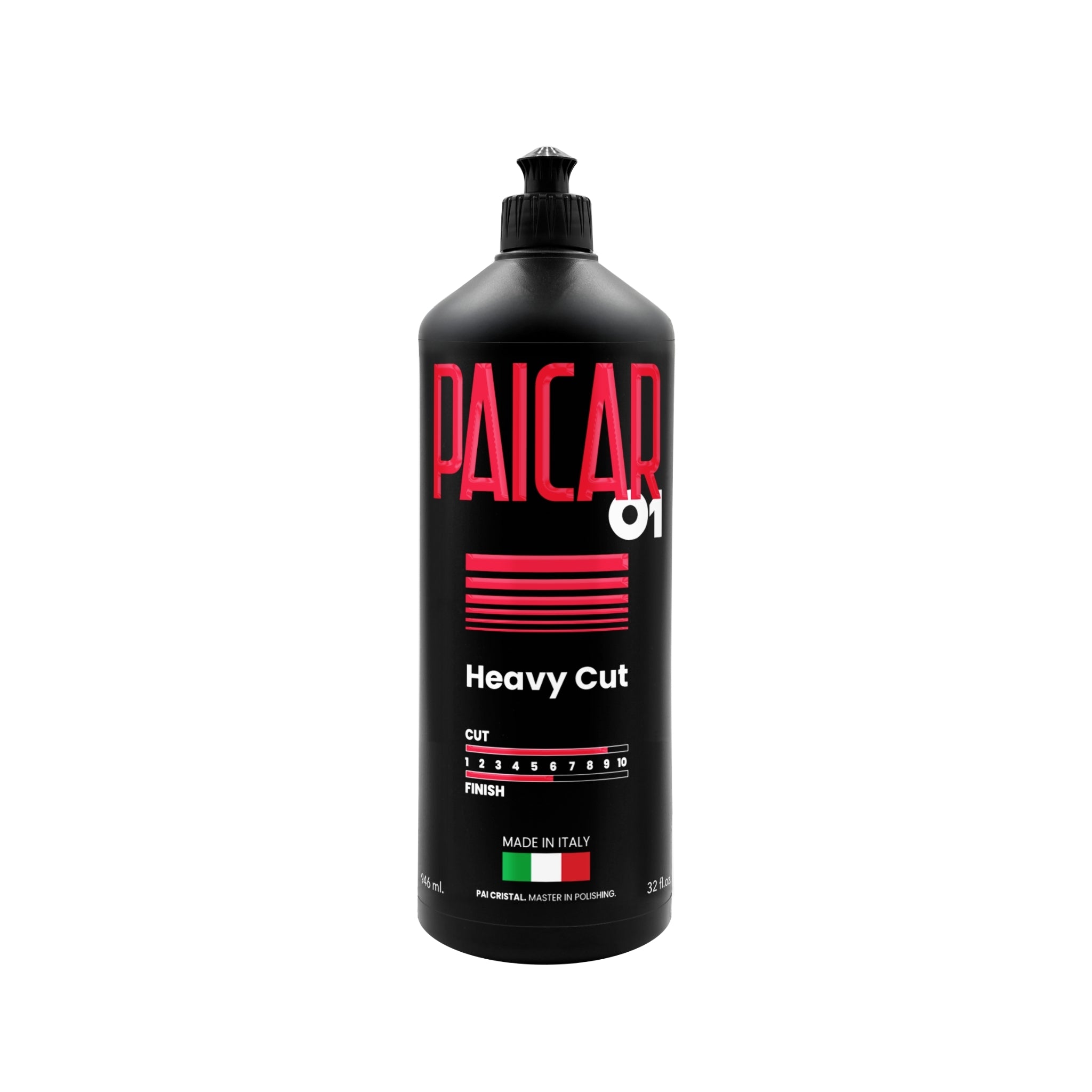 32 oz bottle of PAICAR 01 Heavy Cut Polishing Compound with a water-based and silicone-free formula.