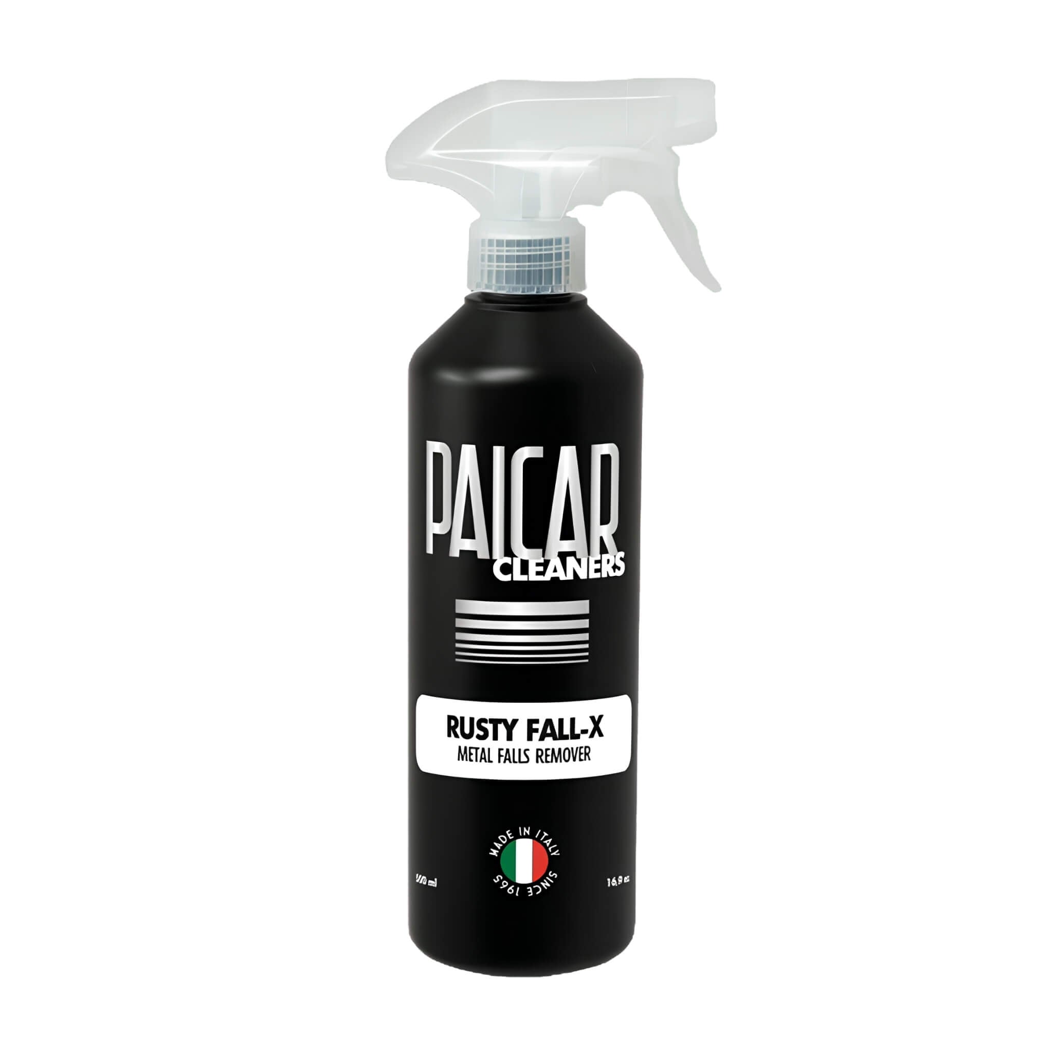 PAICAR Fallout Remover dissolves iron particles, brake dust, and contamination, safe for paint, wheels, and glass surfaces.