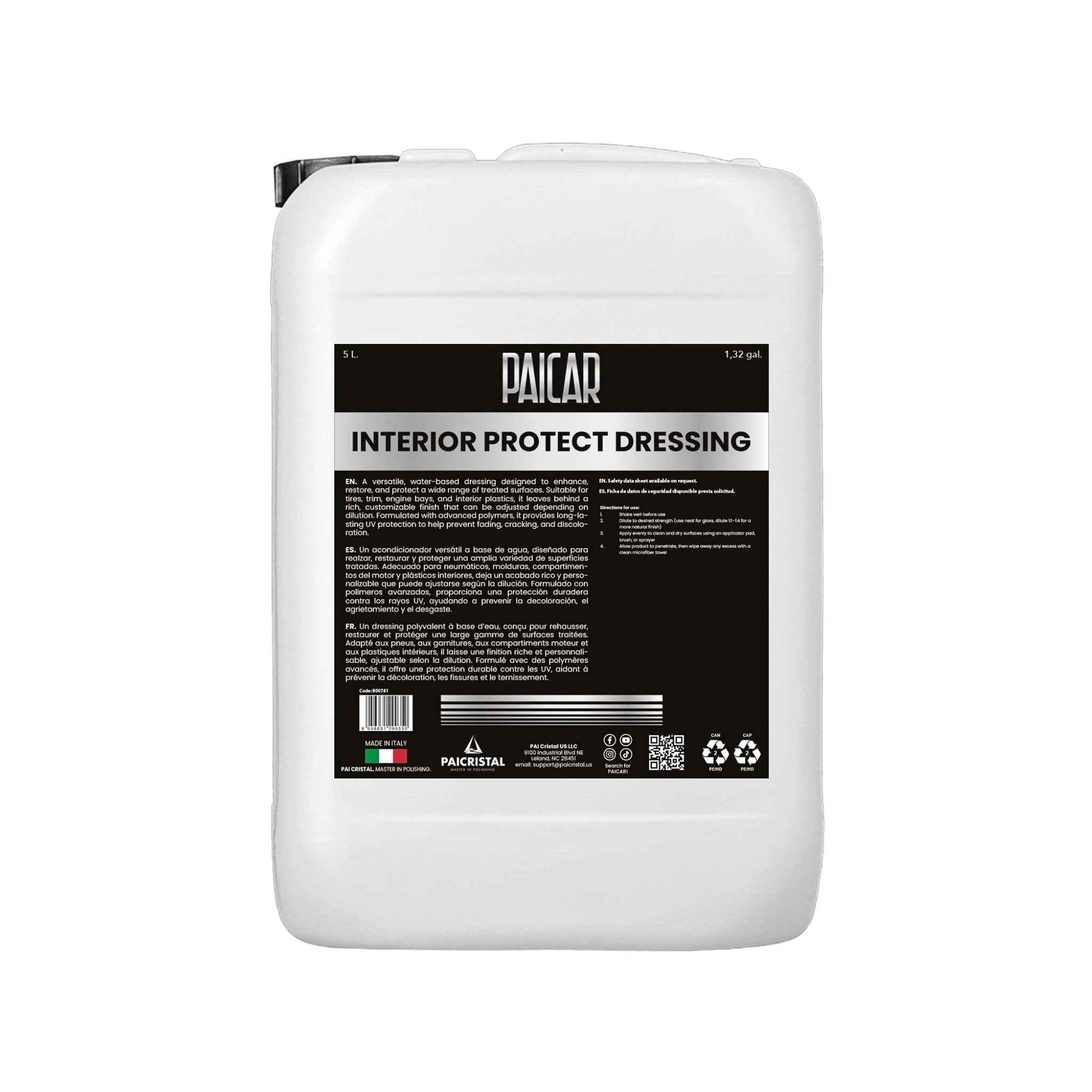 PAICAR Interior Protect Dressing interior dressing for plastic, vinyl, and trim that restores color with a clean finish.
