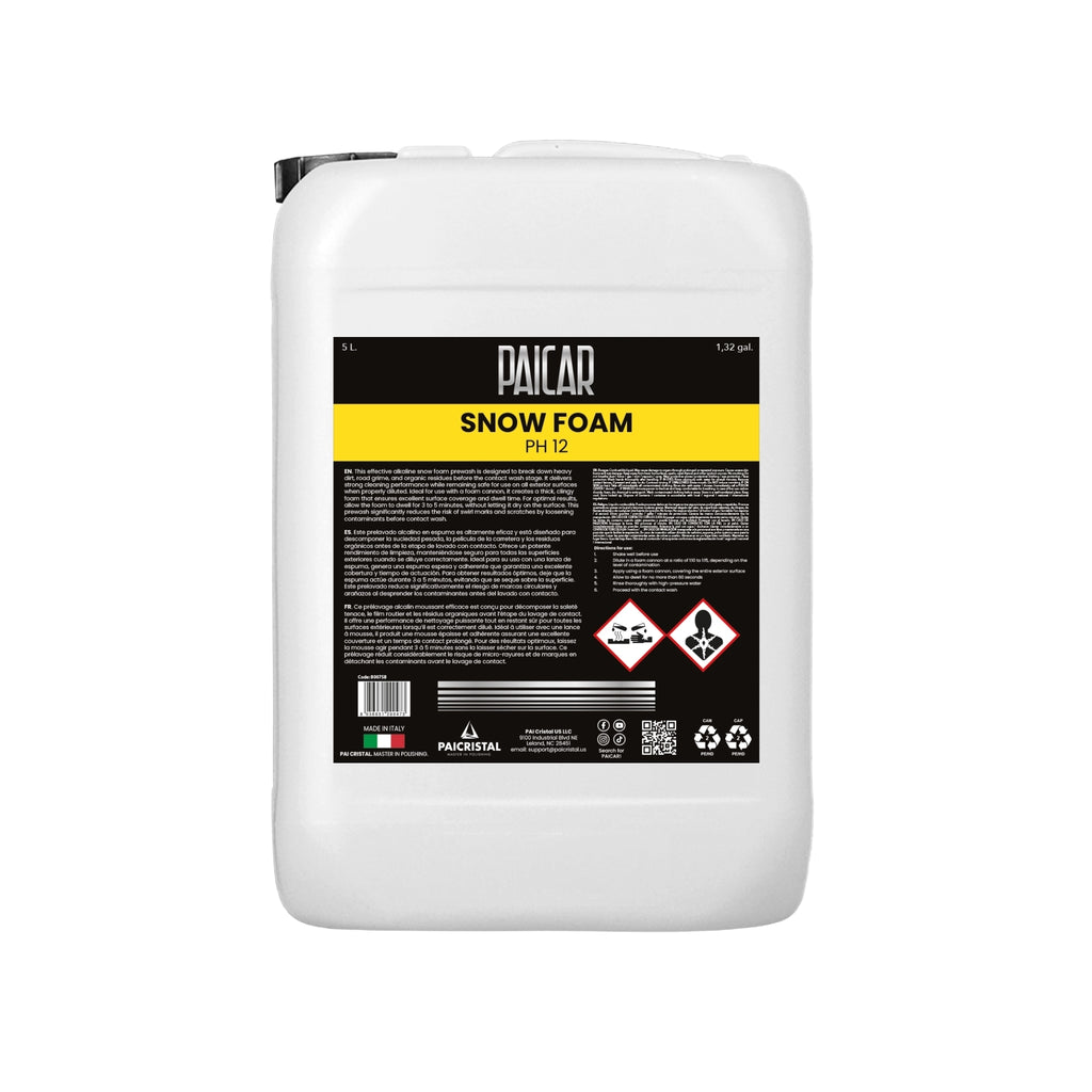 PAICAR Snow Foam pH 12 sugar-based pre-wash foam for cars, lifting dirt and road film before contact washing.