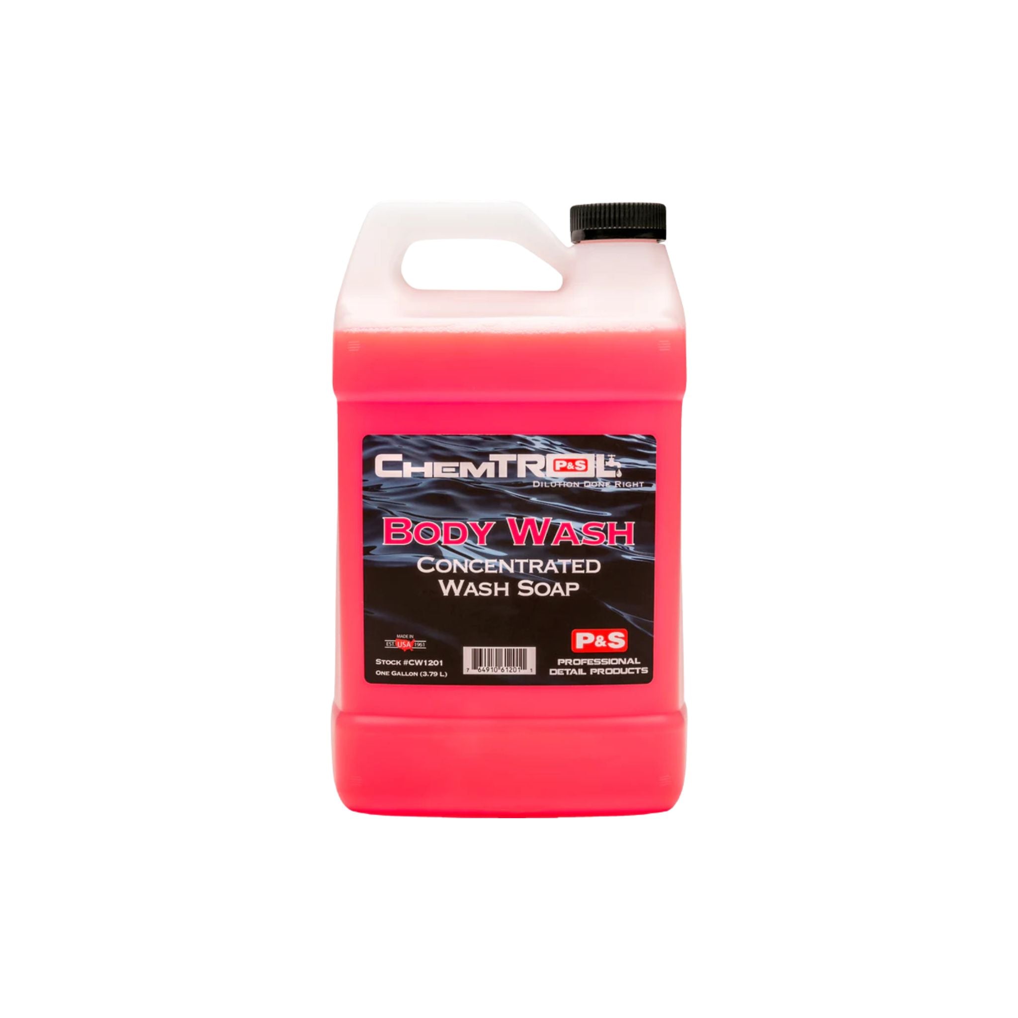 One-gallon jug of P&S Body Wash Concentrate which creates great foam with lasting dwell time.