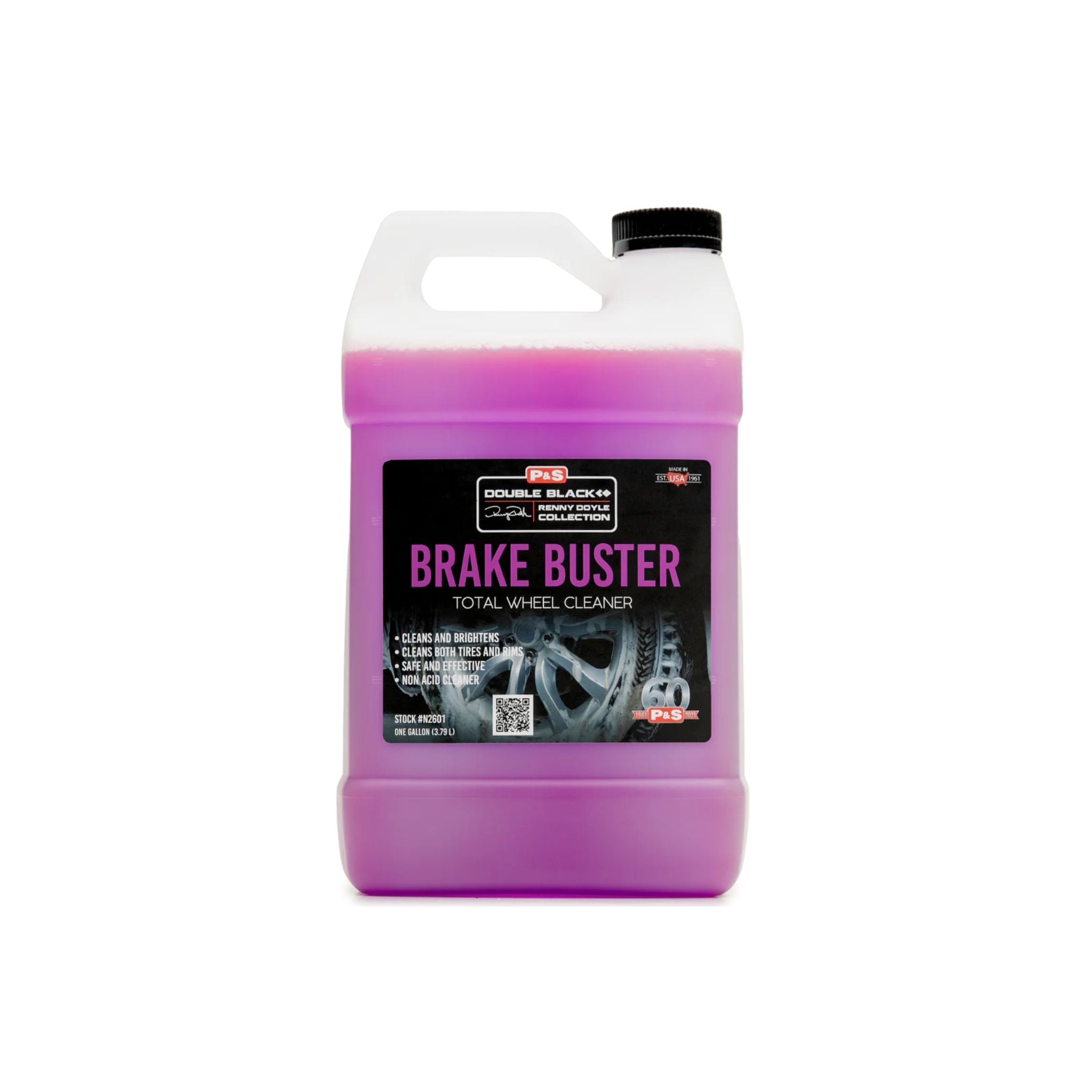 One-gallon jug of P&S Brake Buster, a purple wheel and tire cleaner that safely cleans and brightens all wheels.