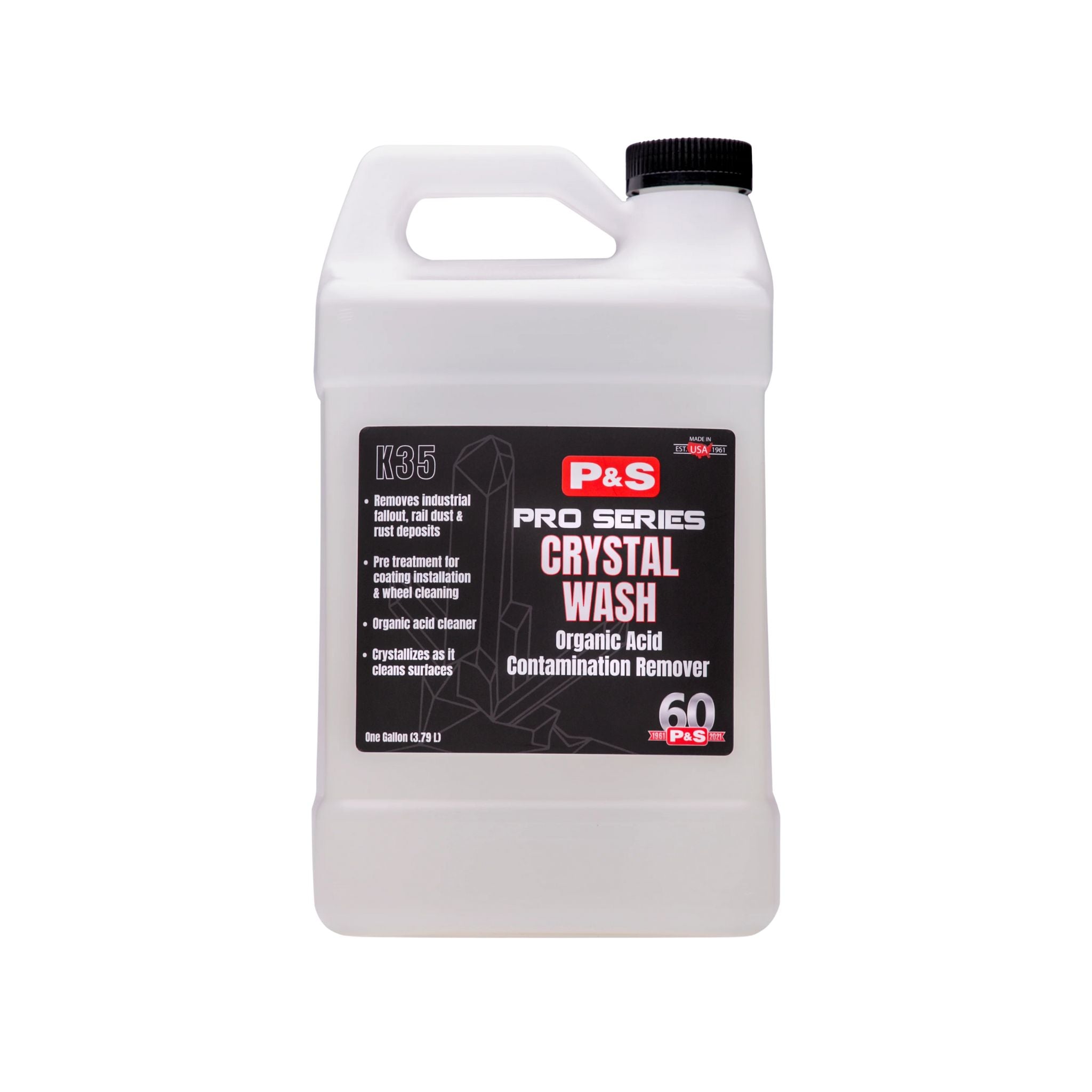 One-gallon jug of P&S Crystal Wash, an organic acid cleaner that removes surface contamination for a deep clean.