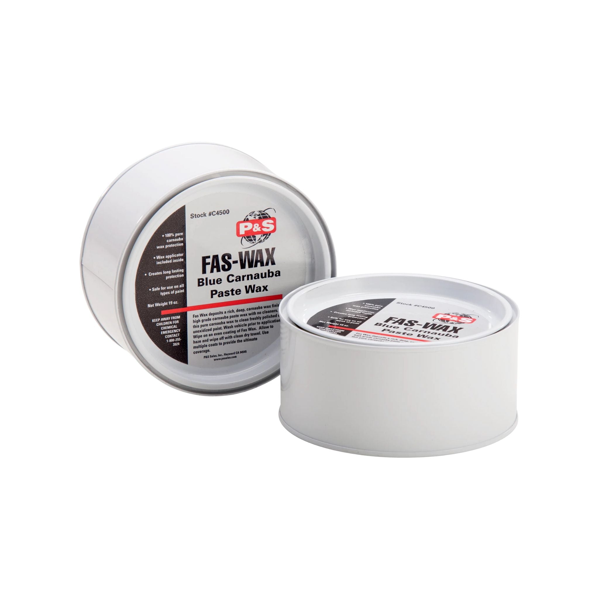 Two containers of P&S EZ Blue Fas Wax, providing lasting pure carnauba wax protection on all types of paint.