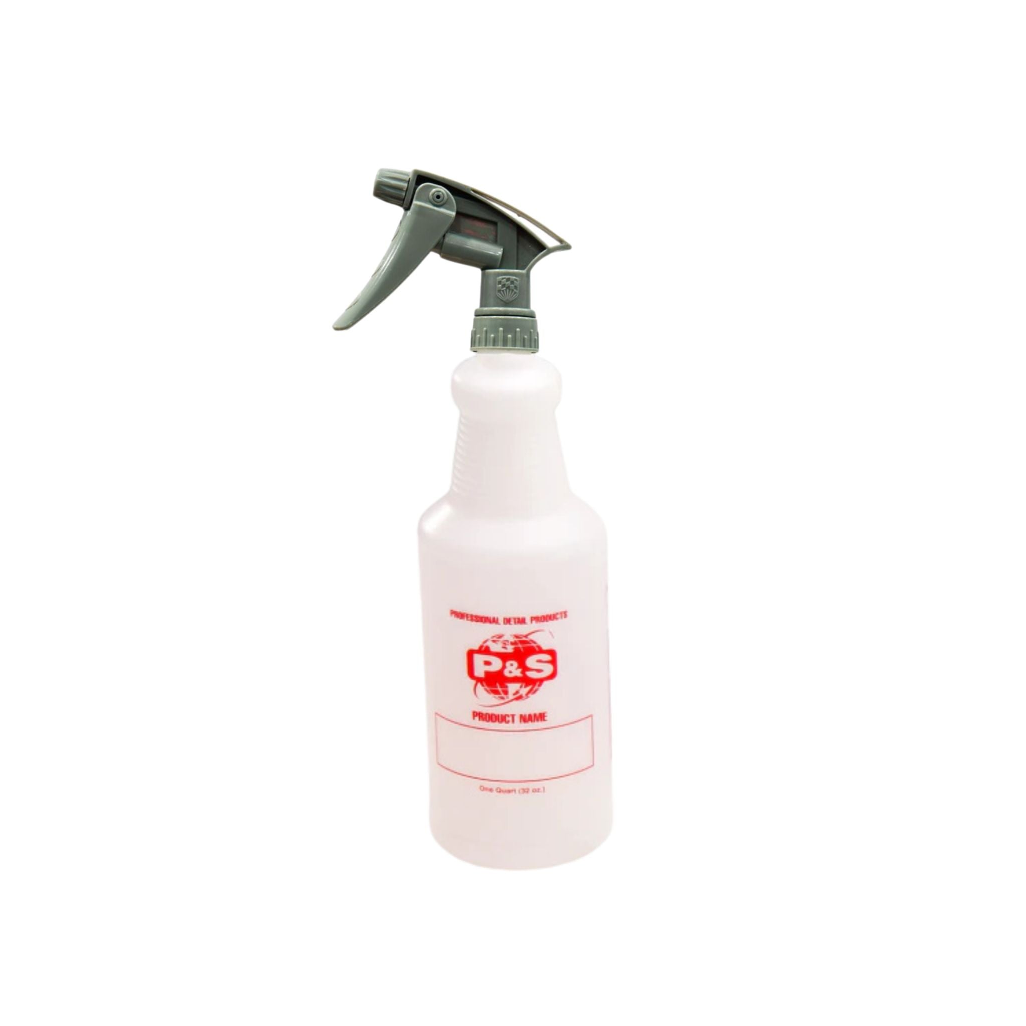 Empty P&S spray bottle with trigger for use with diluted chemicals or ready-to-use detailing products.