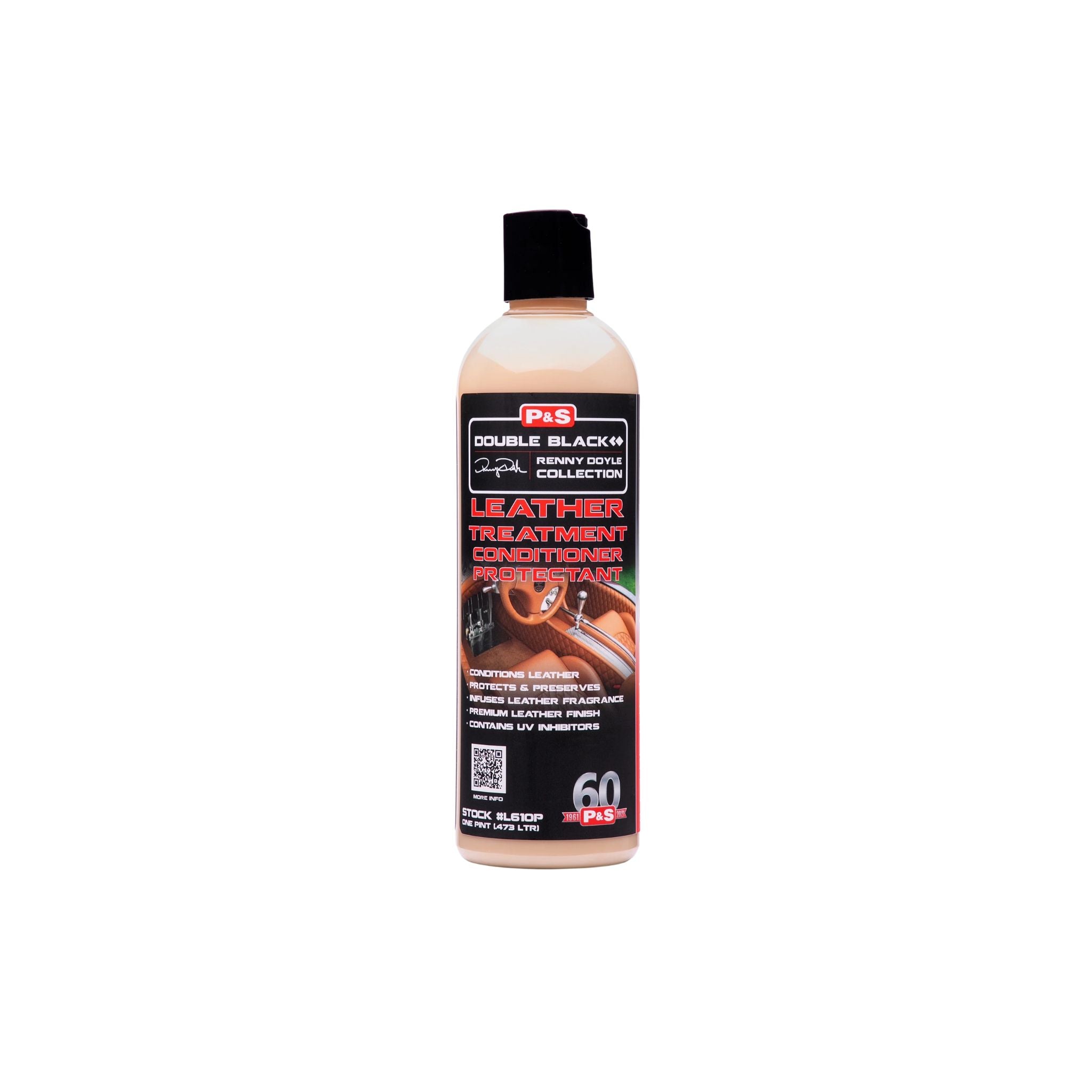 16 oz bottle of P&S Leather Treatment, a conditioner with UV protection and a rich leather scent.