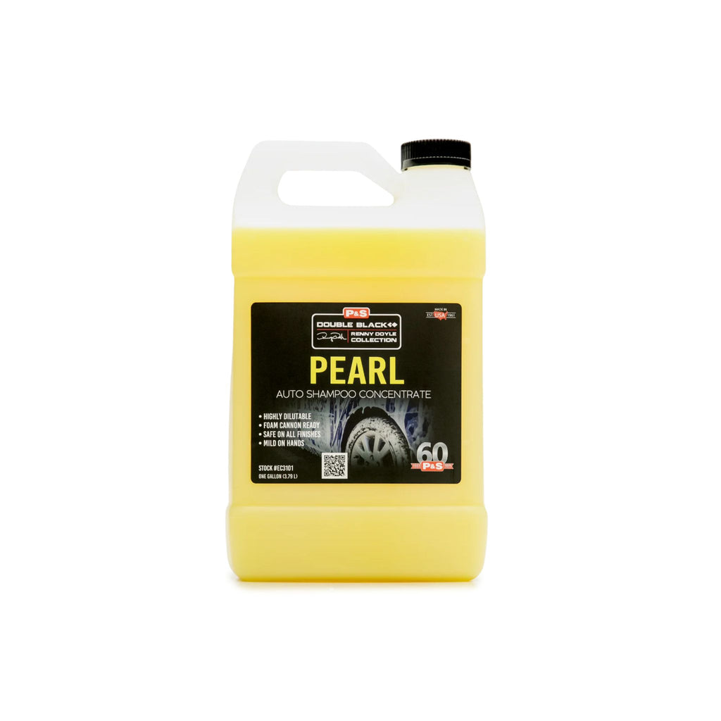 One-gallon jug of P&S Pearl Auto Shampoo, a pH neutral concentrate for good foam stability and lubricity. 