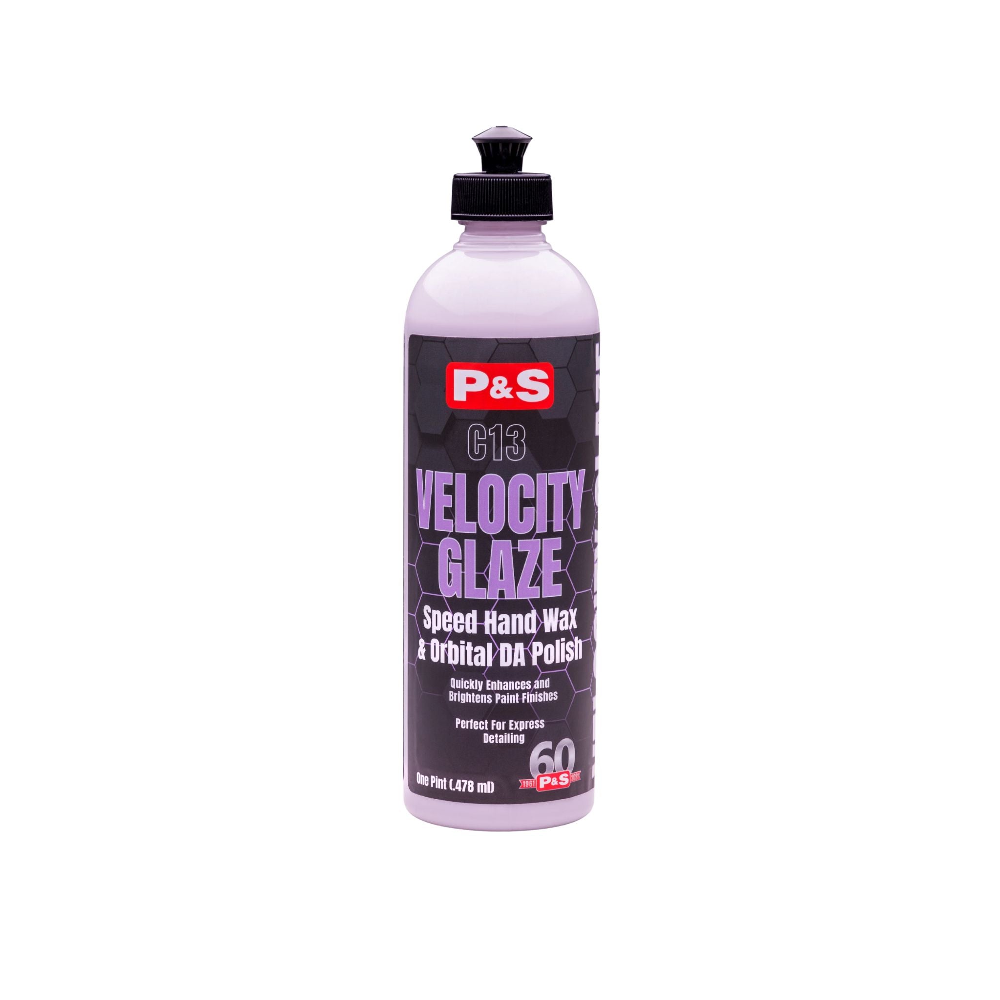 16 oz bottle of P&S Velocity Glaze, a moist wax designed to enhance dark paint and hard-to-wax finishes.
