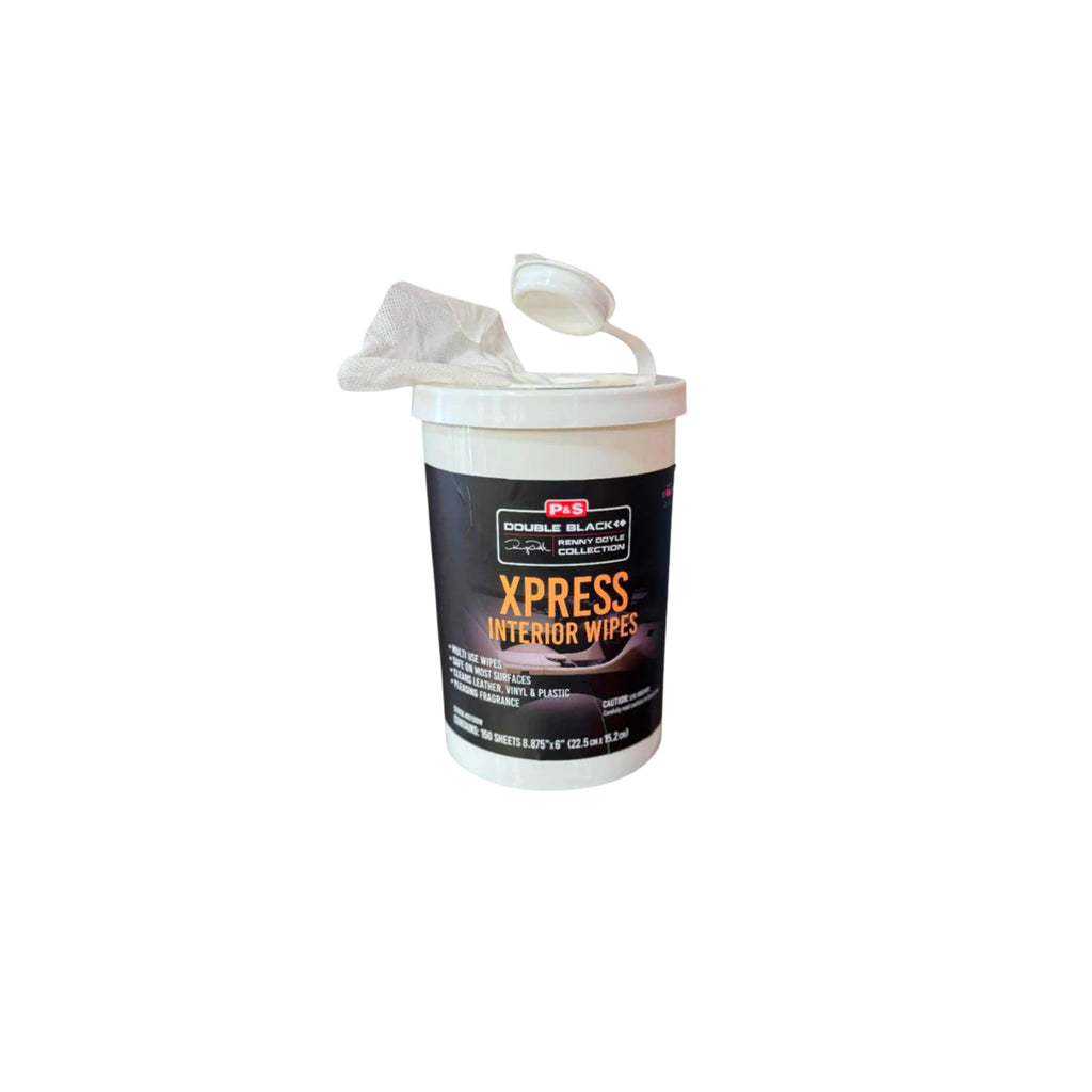 Tub of P&S Xpress Interior Wipes for quick, efficient cleaning of multiple surfaces inside and outside without risk of damage.