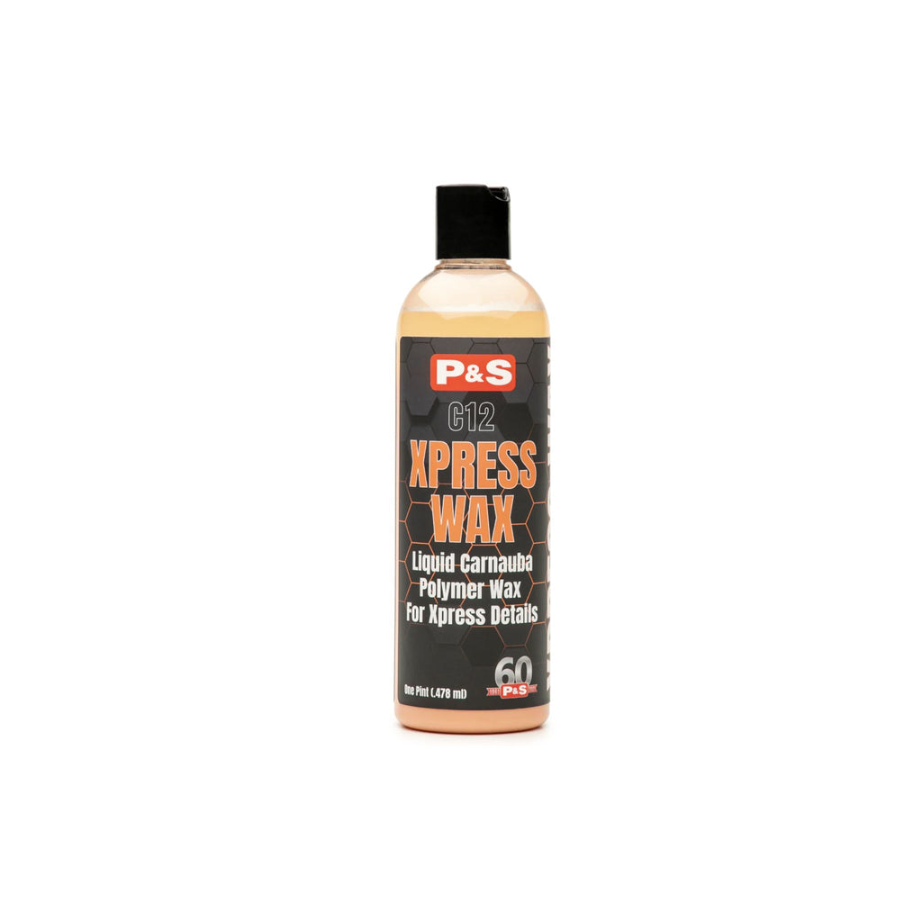 16 oz bottle of P&S Xpress Wax, designed for quick and easy application on many vehicle finishes to brighten and protect.