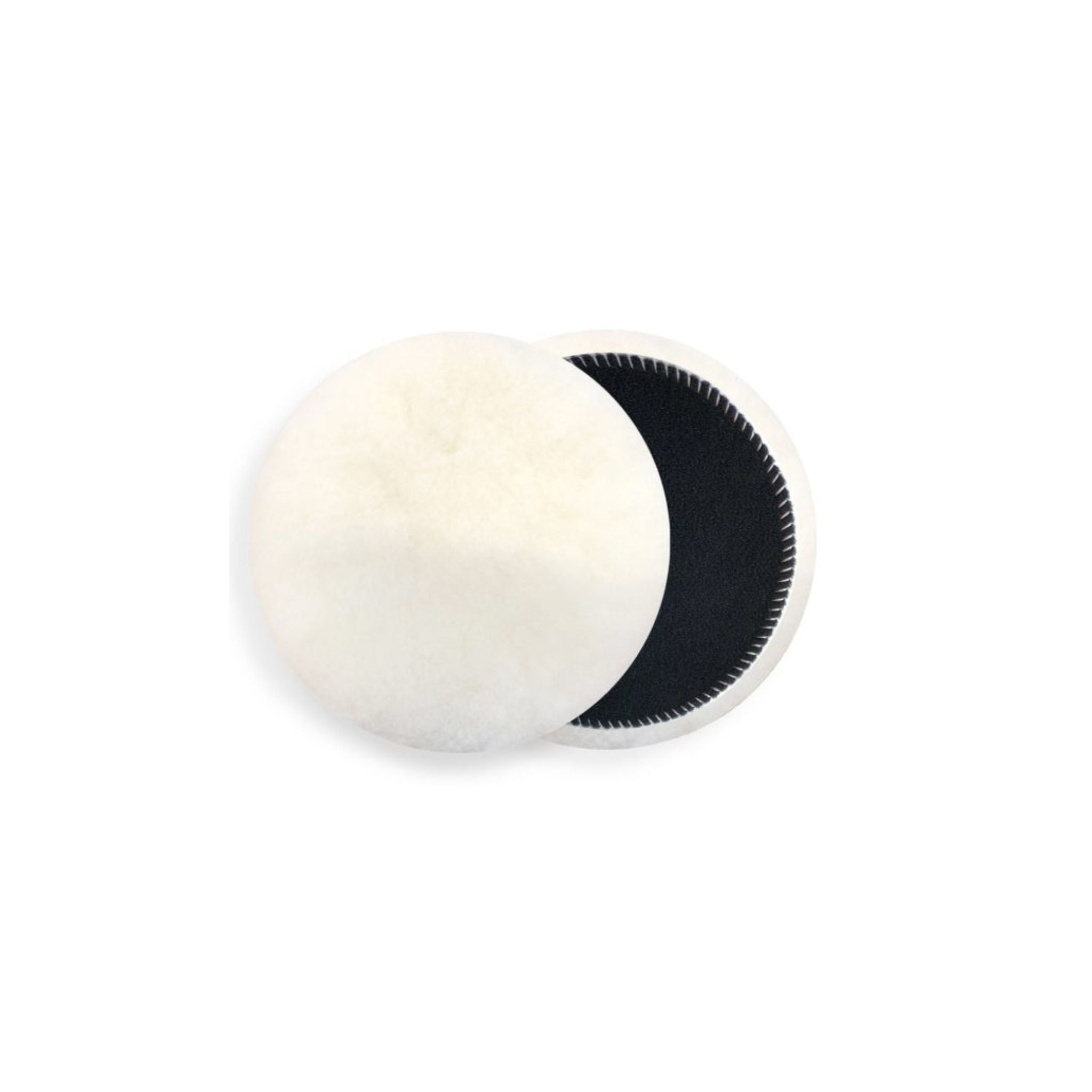 Front and back views of the PAICAR Fine wool pad for polishing SL3, made of lambswool.