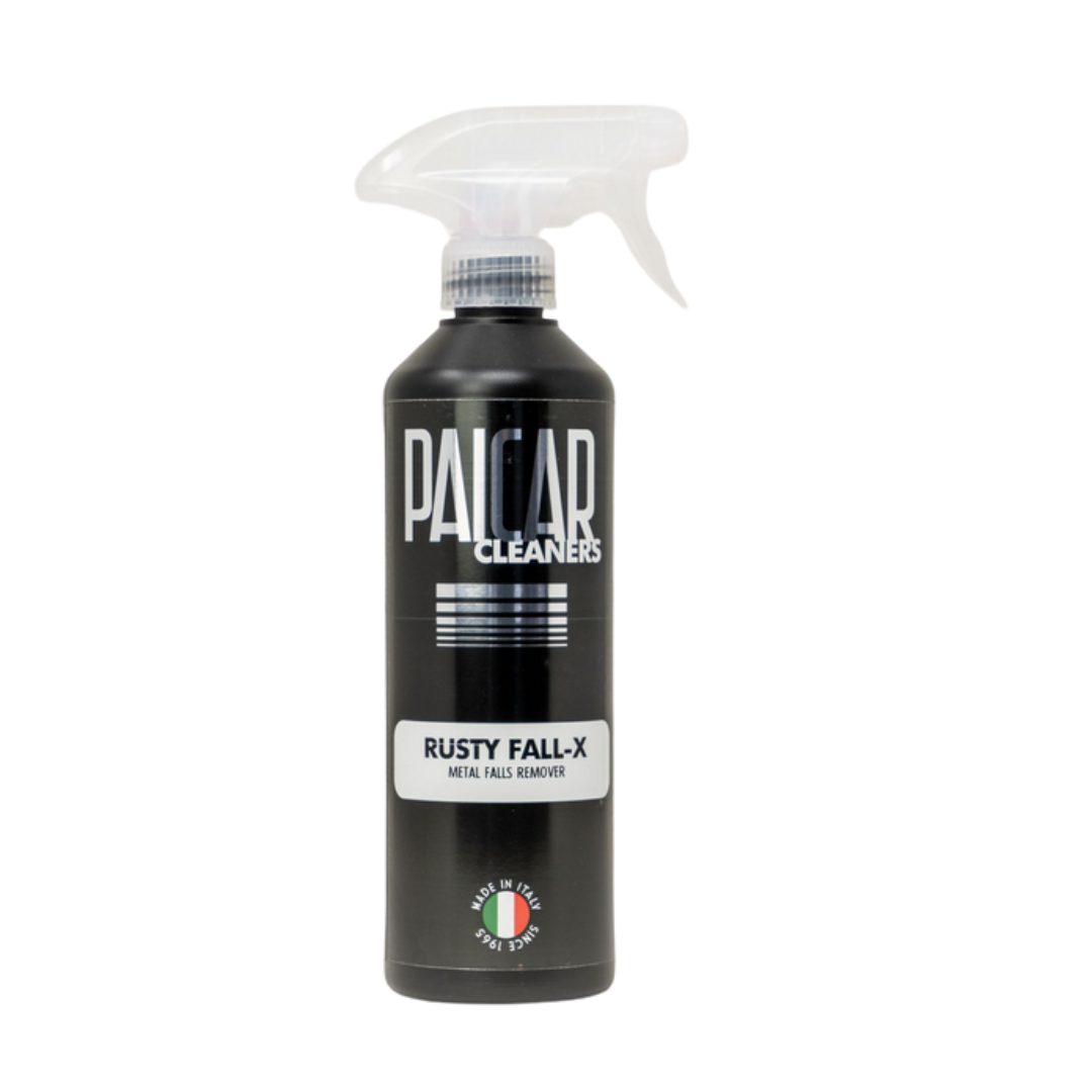Bottle of PAICAR Rusty Fall-X: Removes superficial rust and iron residues from metal. 