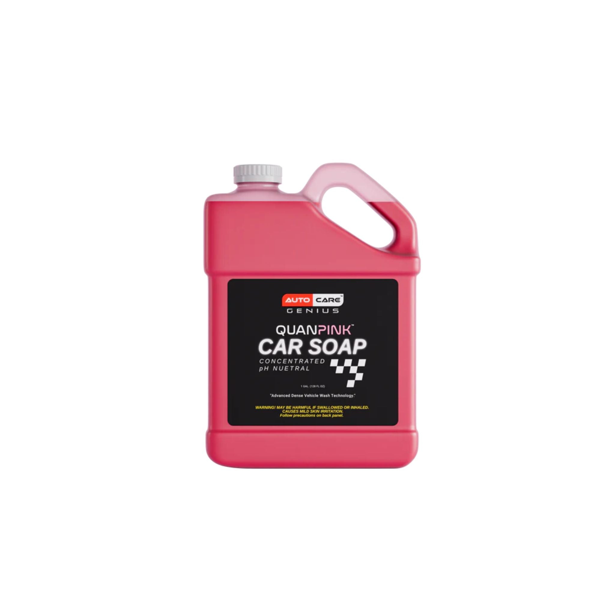 Auto Care Genius Quan Pink Car Soap Concentrated creates rich suds to lift dirt while remaining gentle on vehicle surfaces.