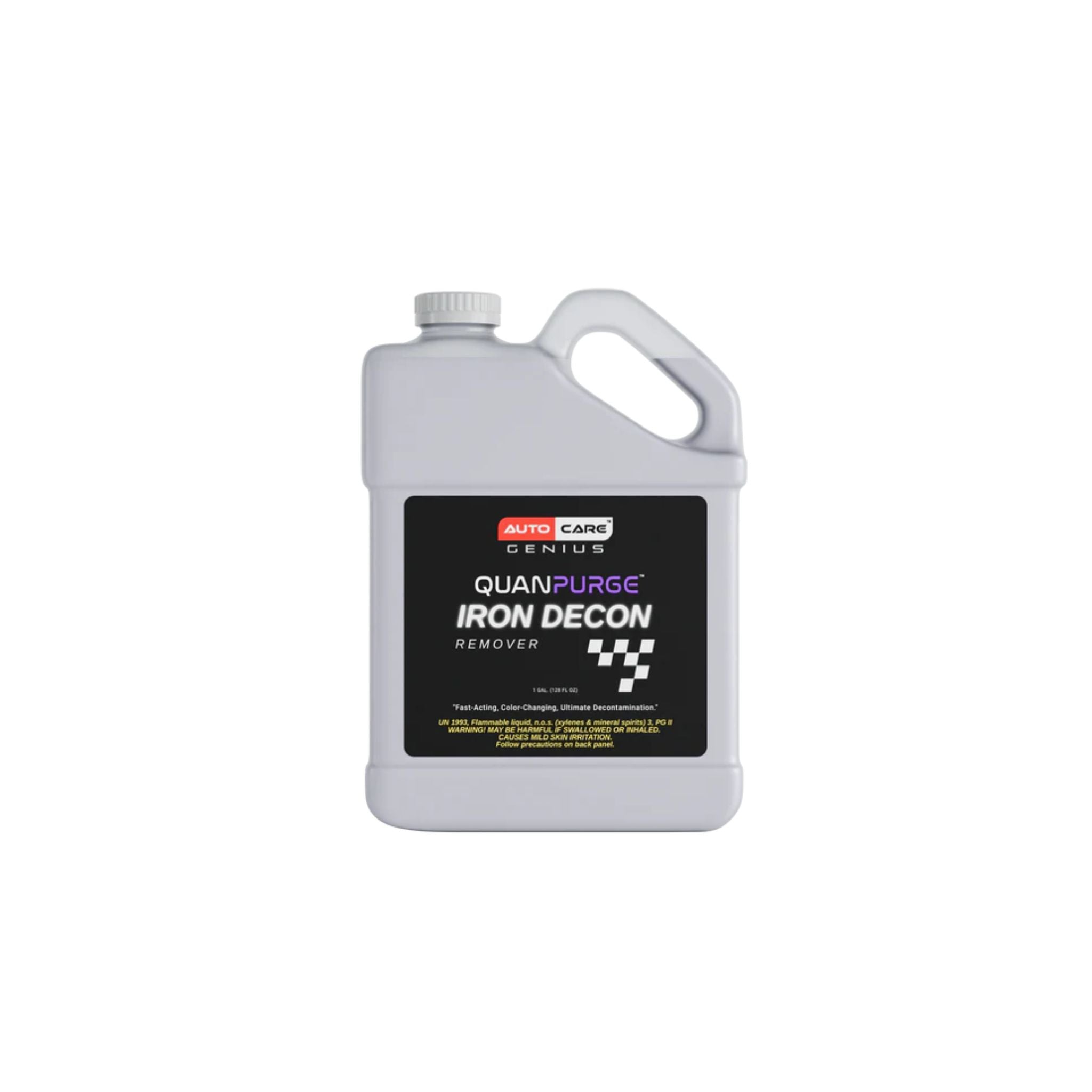 Auto Care Genius Quan Purge Iron & Decon Remover removes iron fallout and bonded contaminants from vehicle surfaces.