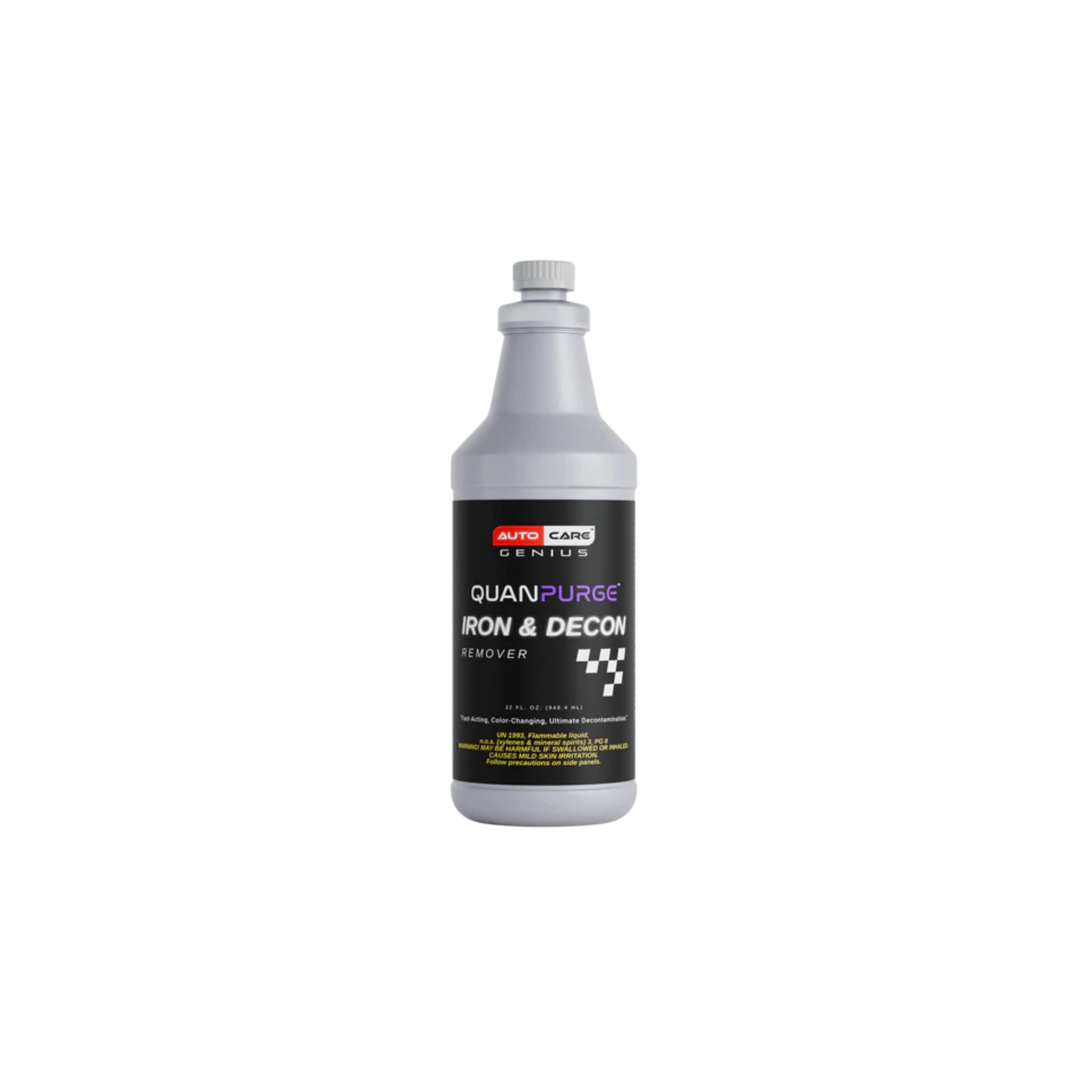 Auto Care Genius Quan Purge Iron & Decon Remover removes iron fallout and bonded contaminants from vehicle surfaces.