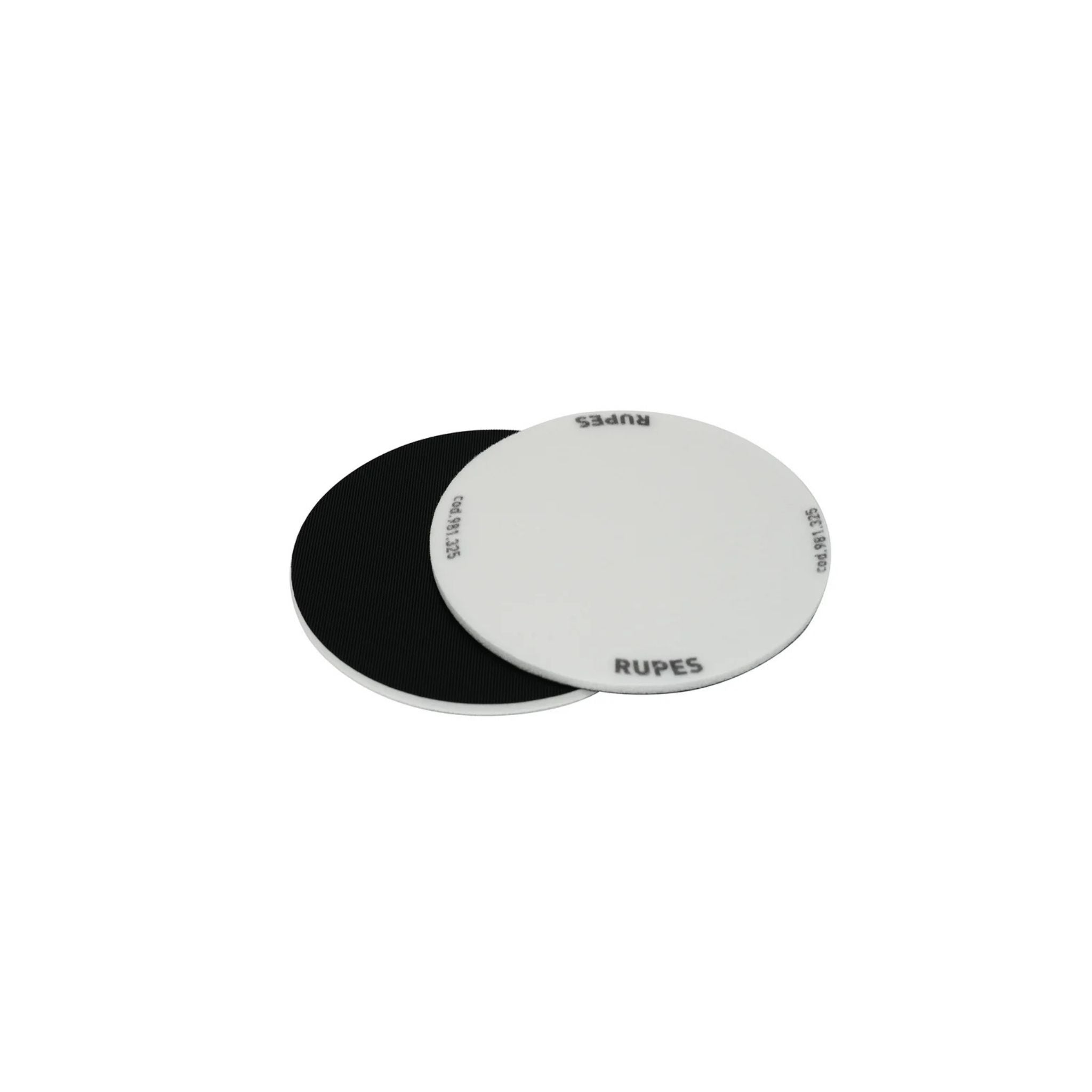 RUPES Foam Interface Pads 2 Pack No Holes - 3" White belt with a silver buckle on a white background