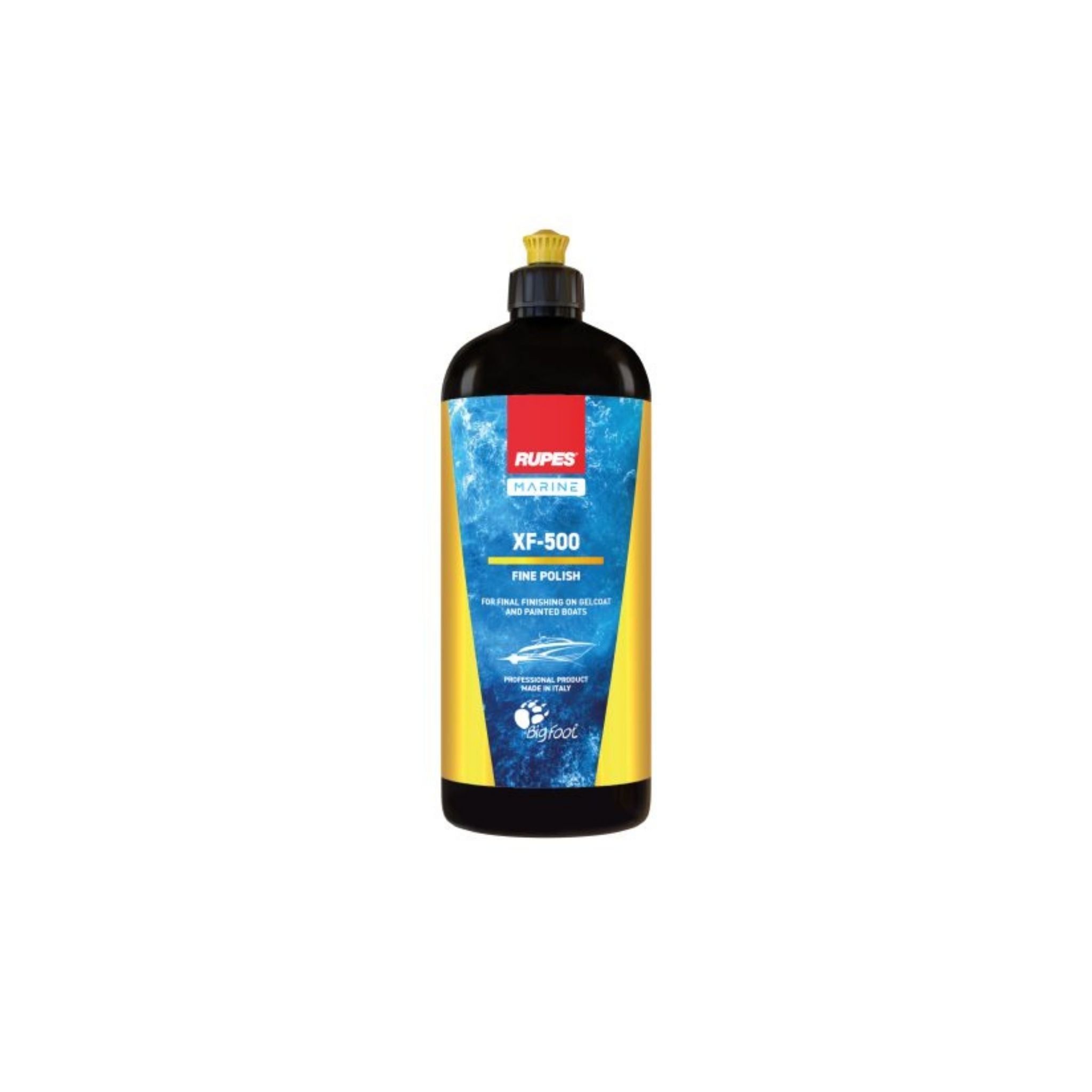 Rupes XF-500 fine polish bottle on a white background