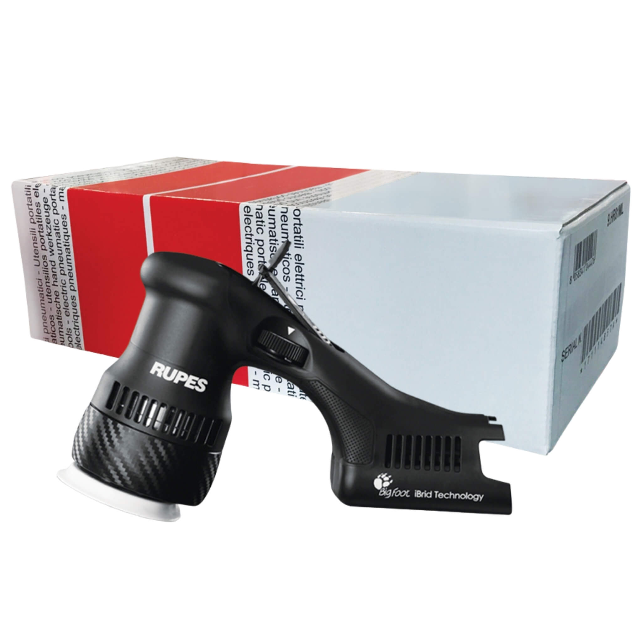 RUPES BigFoot HLR75 Mini iBrid Base Tool uses a 12 mm orbit and 3-inch backing plate for precise polishing in tight areas.
