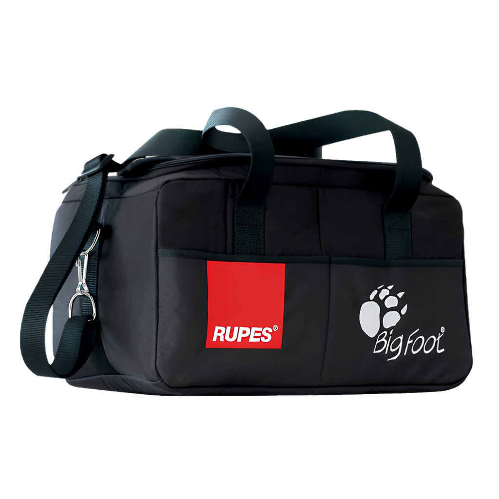 Black RUPES BigFoot Polisher Bag stores and protects polishers, compounds, pads, and detailing accessories.