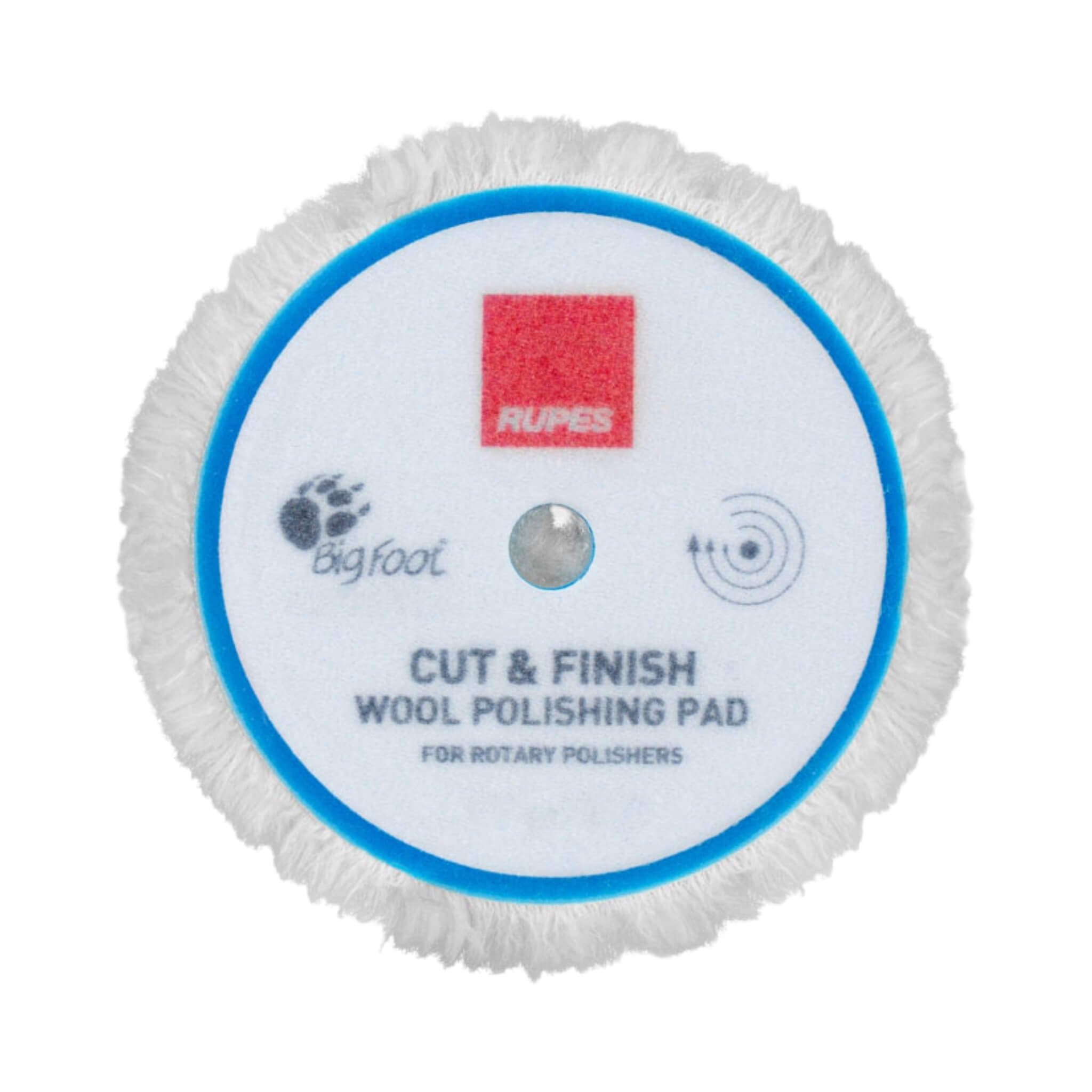 RUPES CUT & FINISH Wool Polishing Pad with genuine merino wool for paint correction and high-gloss finishing.