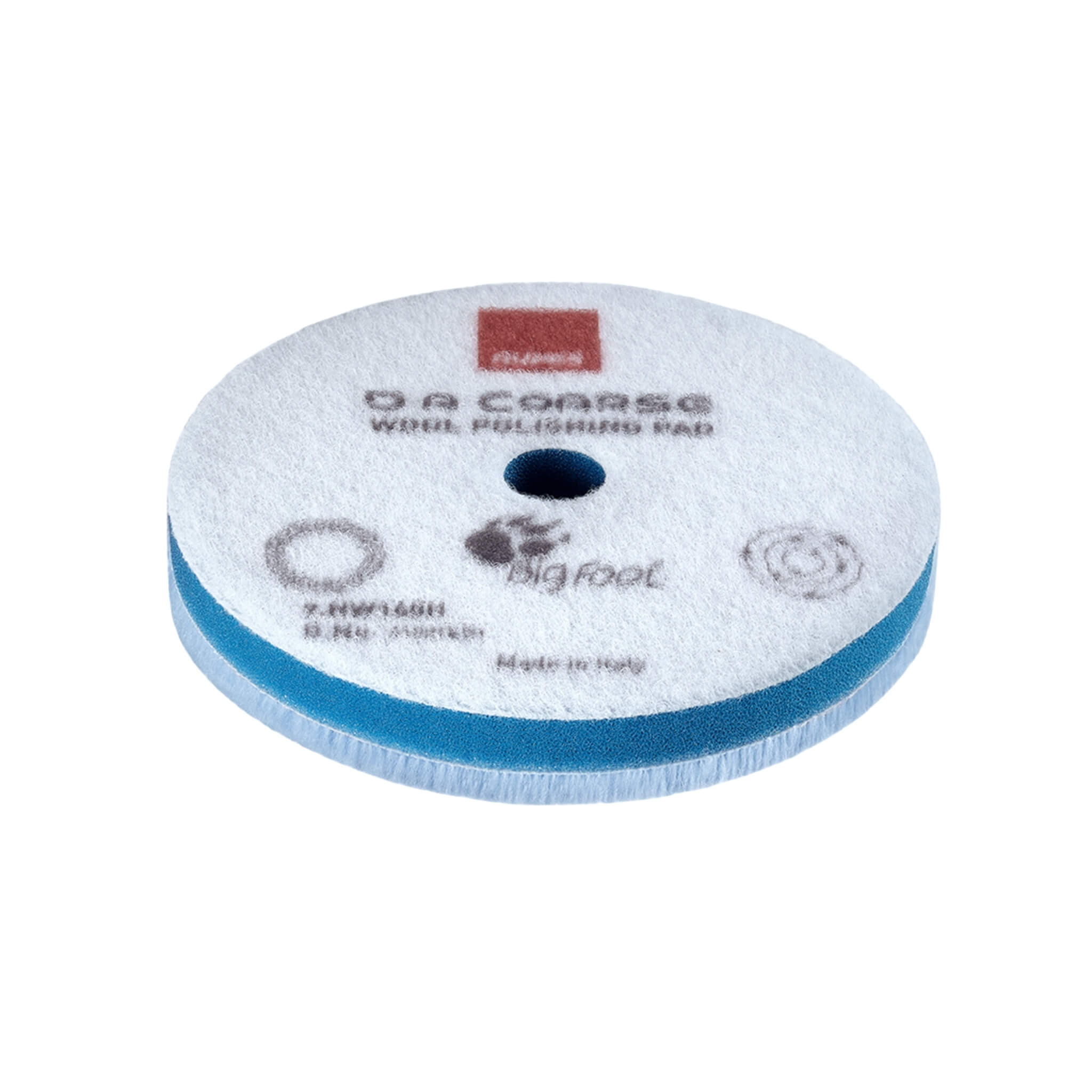 RUPES D-A COARSE Wool Polishing Pad with rigid blue foam for increased cutting power on dual-action polishers.