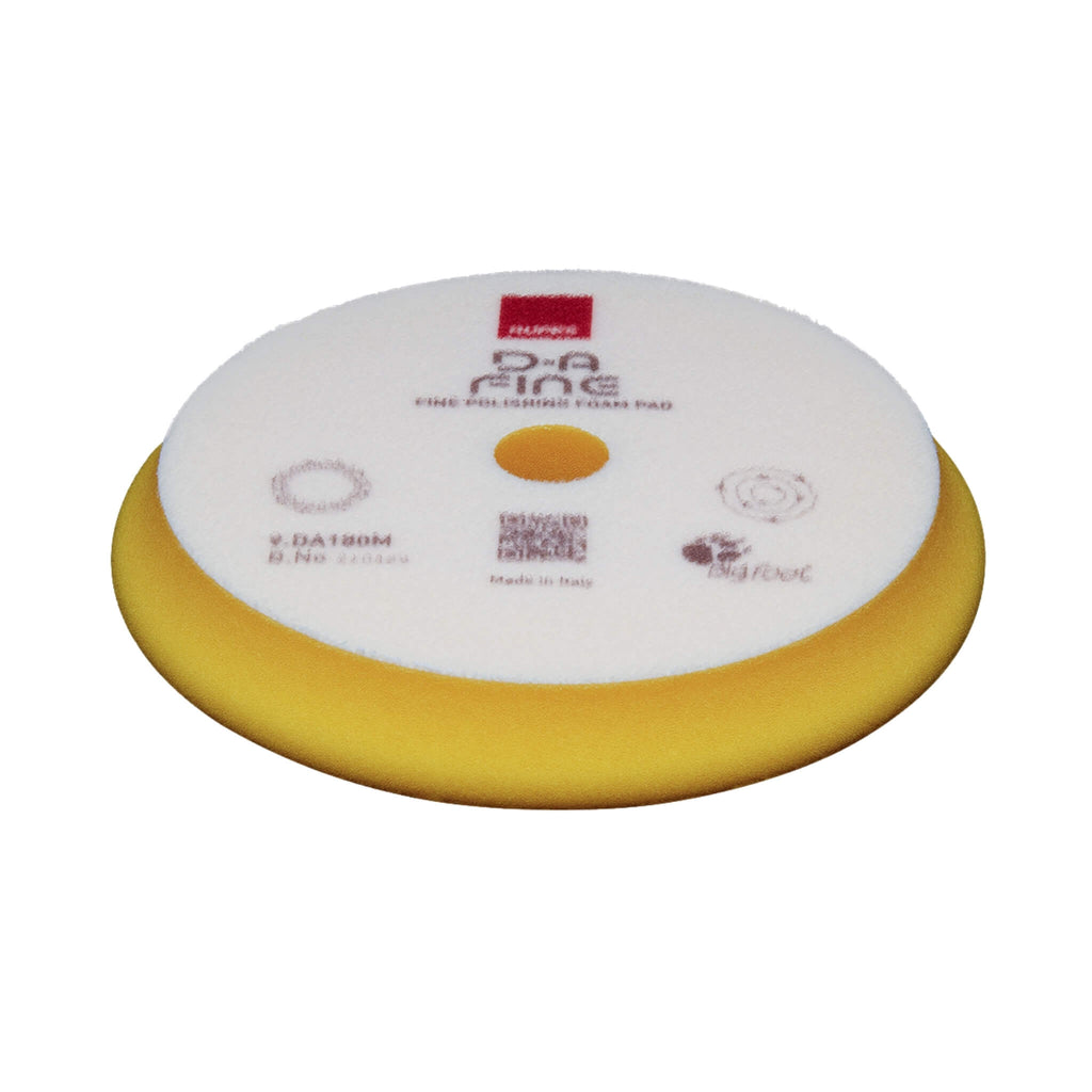 RUPES D-A FINE Finishing Foam Pad refines paint, removes light imperfections, and enhances high-gloss finishes.