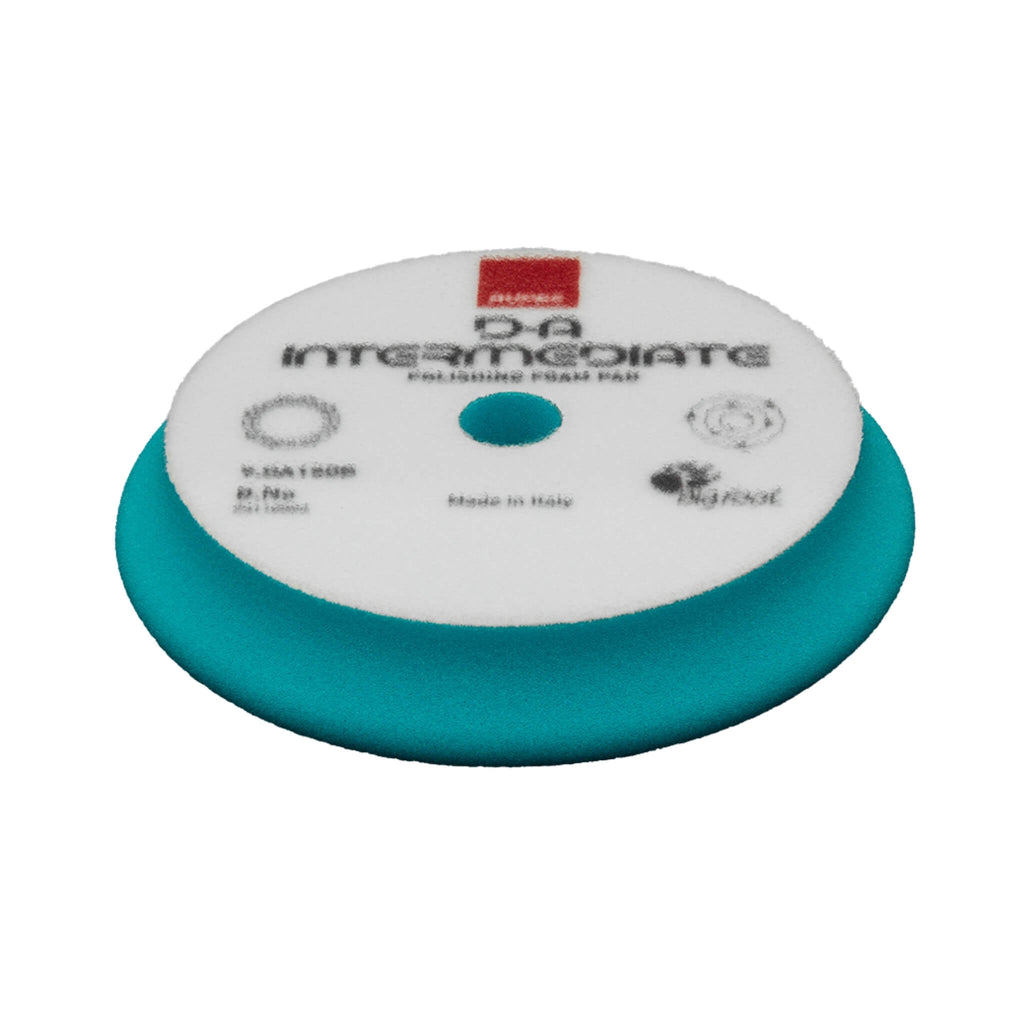RUPES D-A INTERMEDIATE Foam Polishing Pad balances defect removal and gloss enhancement on automotive paint.