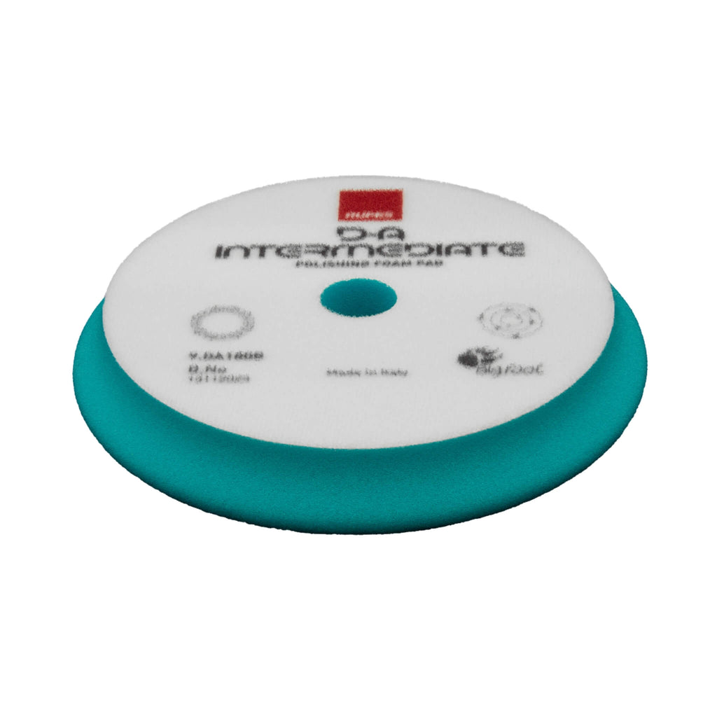 RUPES D-A INTERMEDIATE Foam Polishing Pad balances defect removal and gloss enhancement on automotive paint.