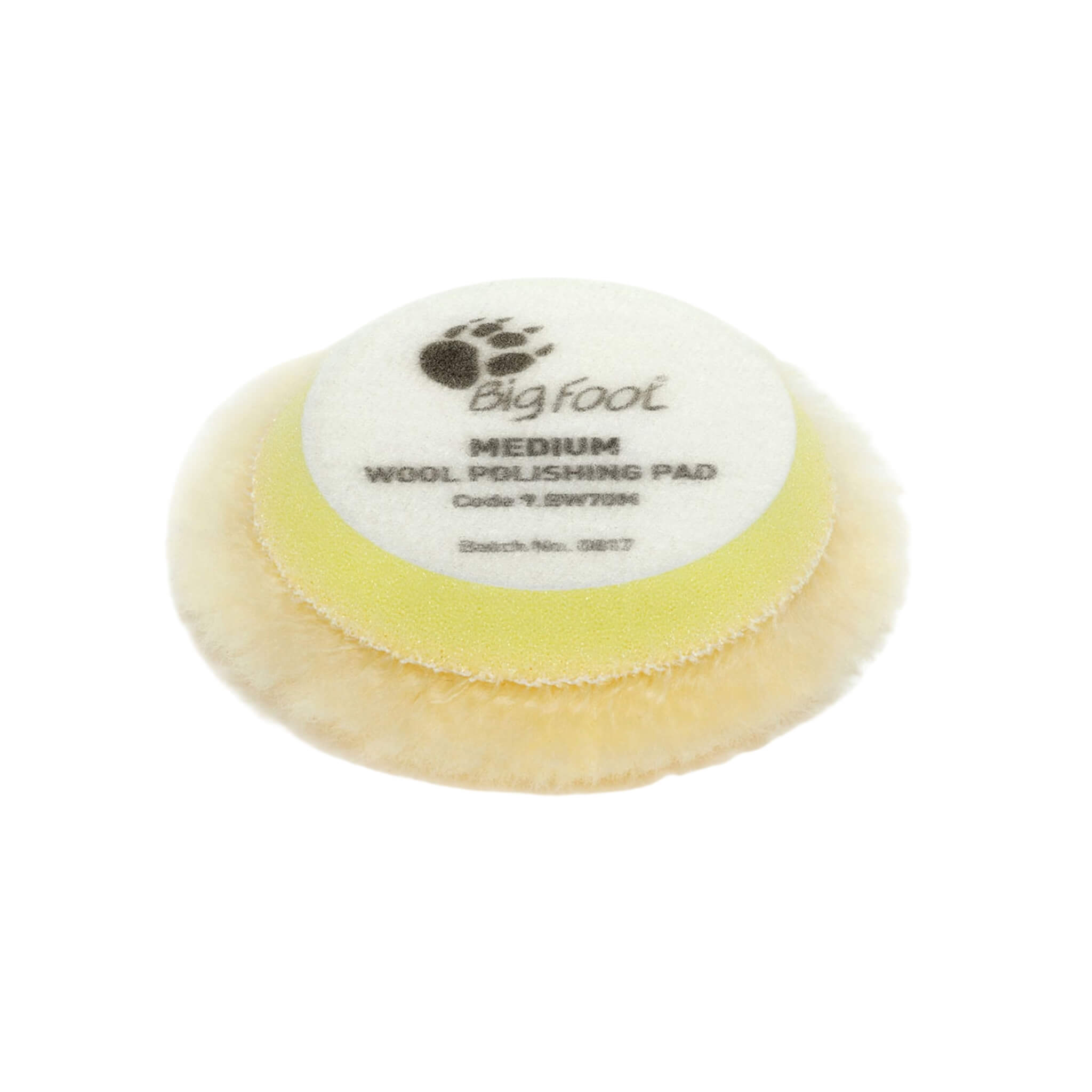RUPES D-A MEDIUM Wool Polishing Pad with flexible yellow foam and 15mm wool fibers for enhanced finishing.