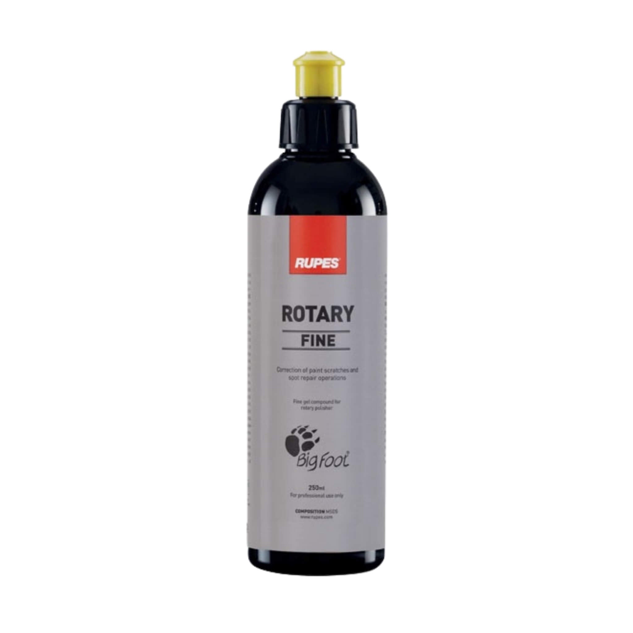 RUPES Fine Polishing Compound for rotary polishers removes defects and leaves hard clear coats with a hologram-free finish.