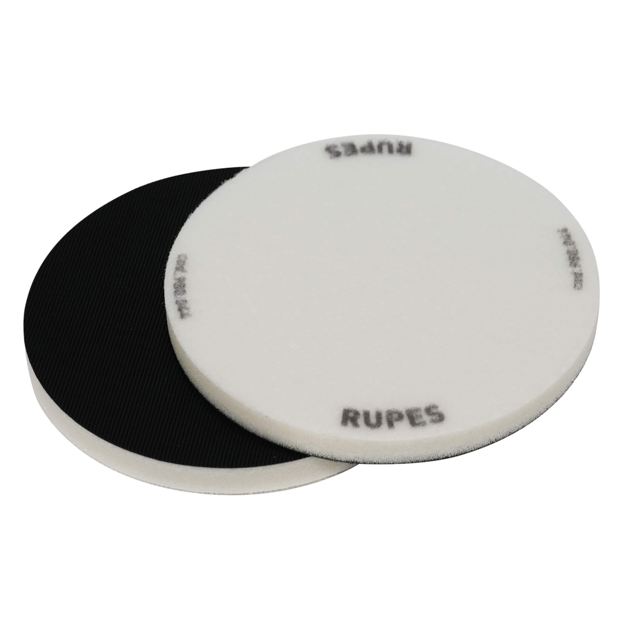 RUPES 3-inch Foam Interface Pads, two-pack with no holes, add 12 mm of cushioning for smoother sanding on curved surfaces.