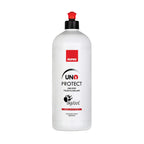 RUPES UNO PROTECT all-in-one compound, polish, and sealant with polymer, silicone, and carnauba for 90-day paint protection.