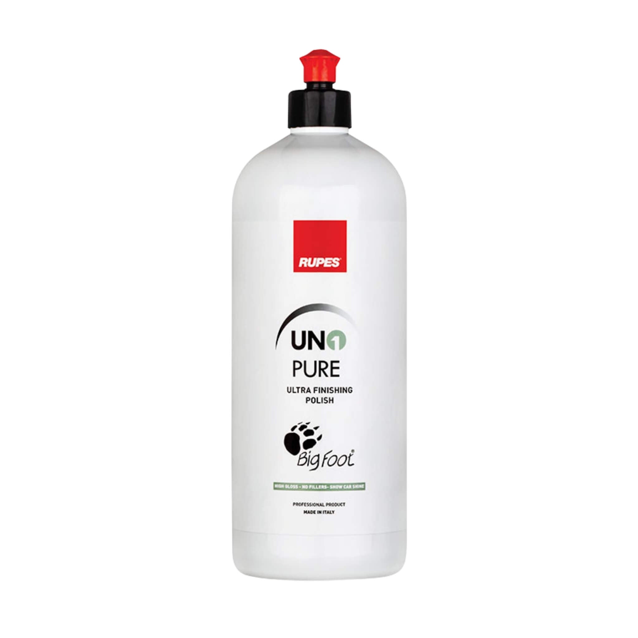 RUPES UNO Pure ultra-fine finishing polish removes light imperfections and delivers a high-gloss, swirl-free finish.