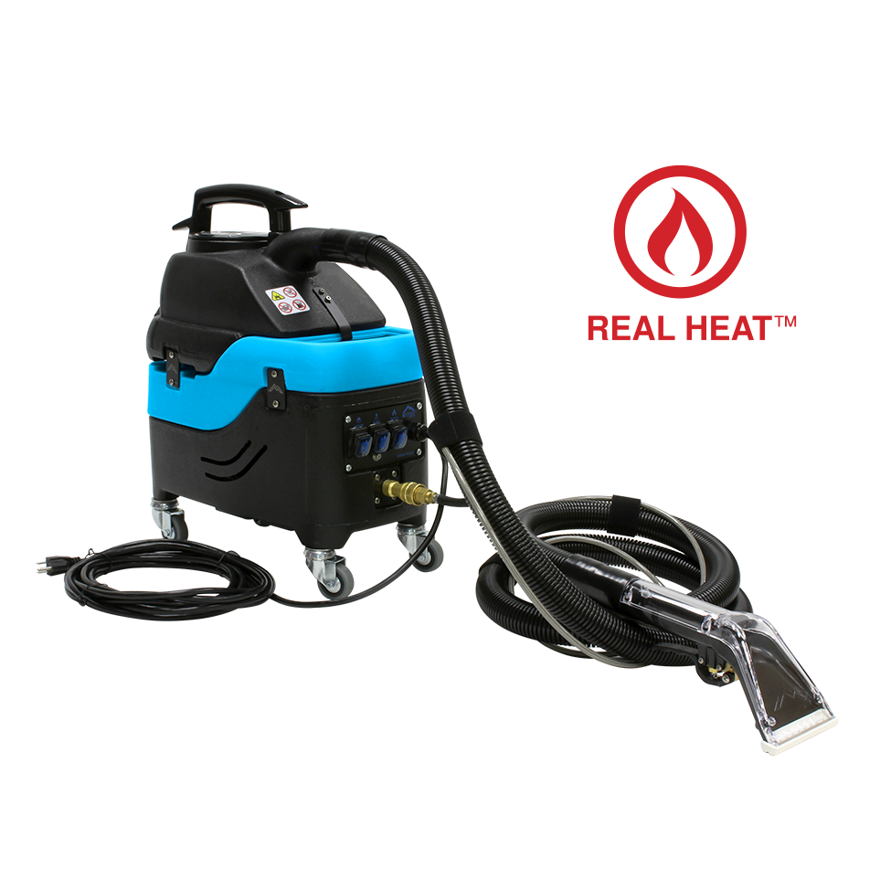 Mytee S-300H Tempo Heated Spotter Extractor featuring an inline heater to quickly break up tough grime.