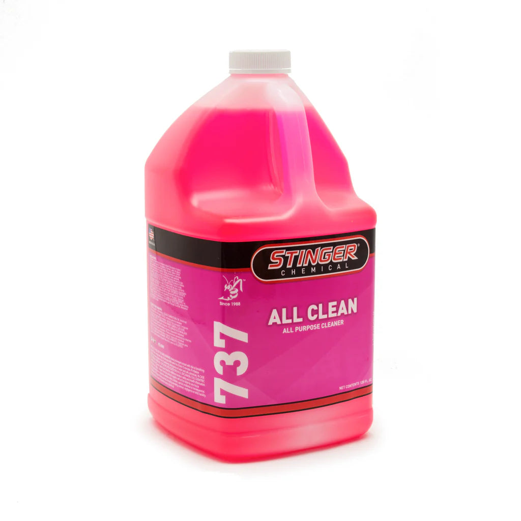 1G of STINGER 737 ALL CLEAN, a biodegradable cleaner that removes dirt and grease in one step; safe for interiors.