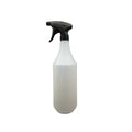 White spray bottle with black nozzle on a white background