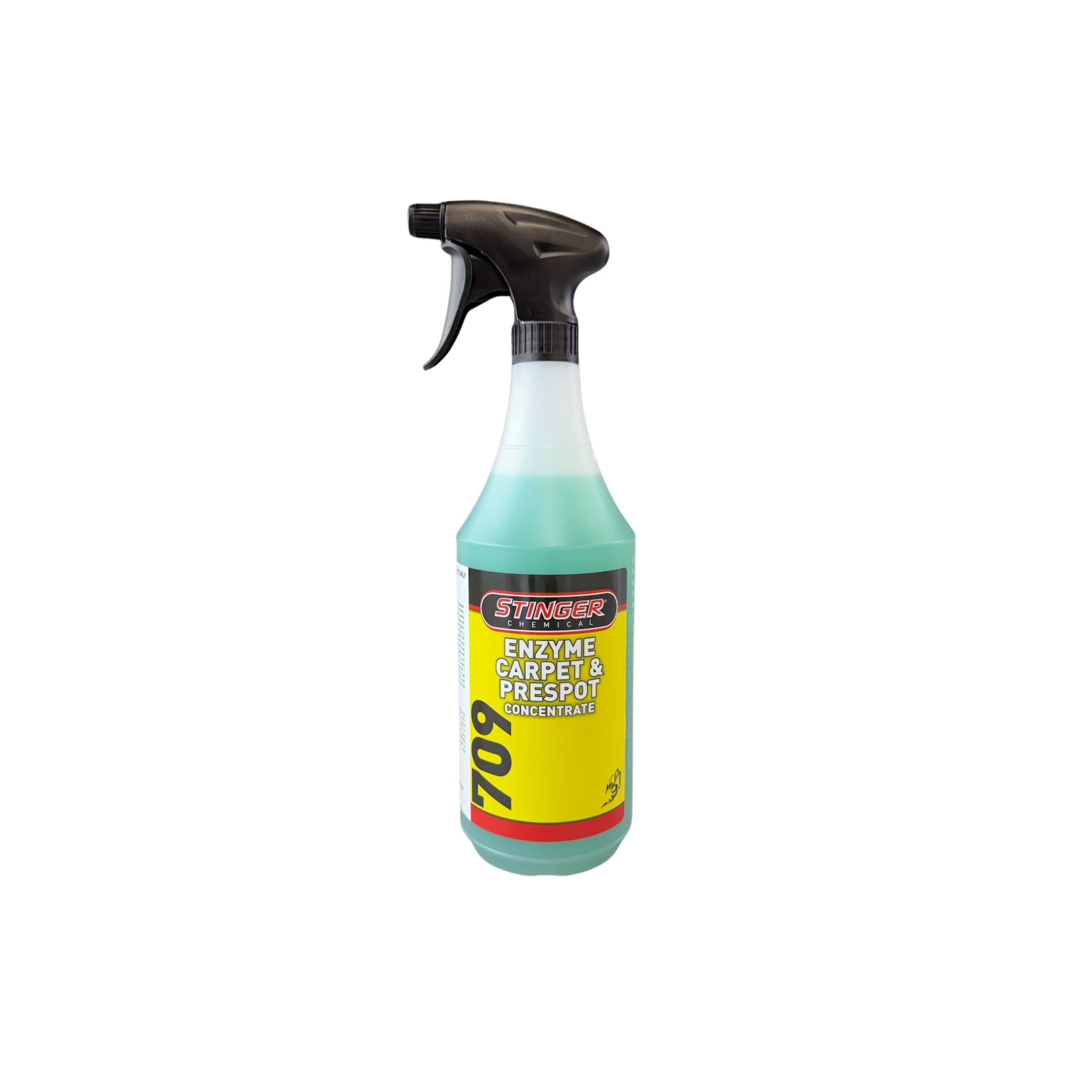 STINGER 709 ENZYME CARPET & PRESPOTTER uses live cultures to remove stains and odors from carpets and seats; mint scented.
