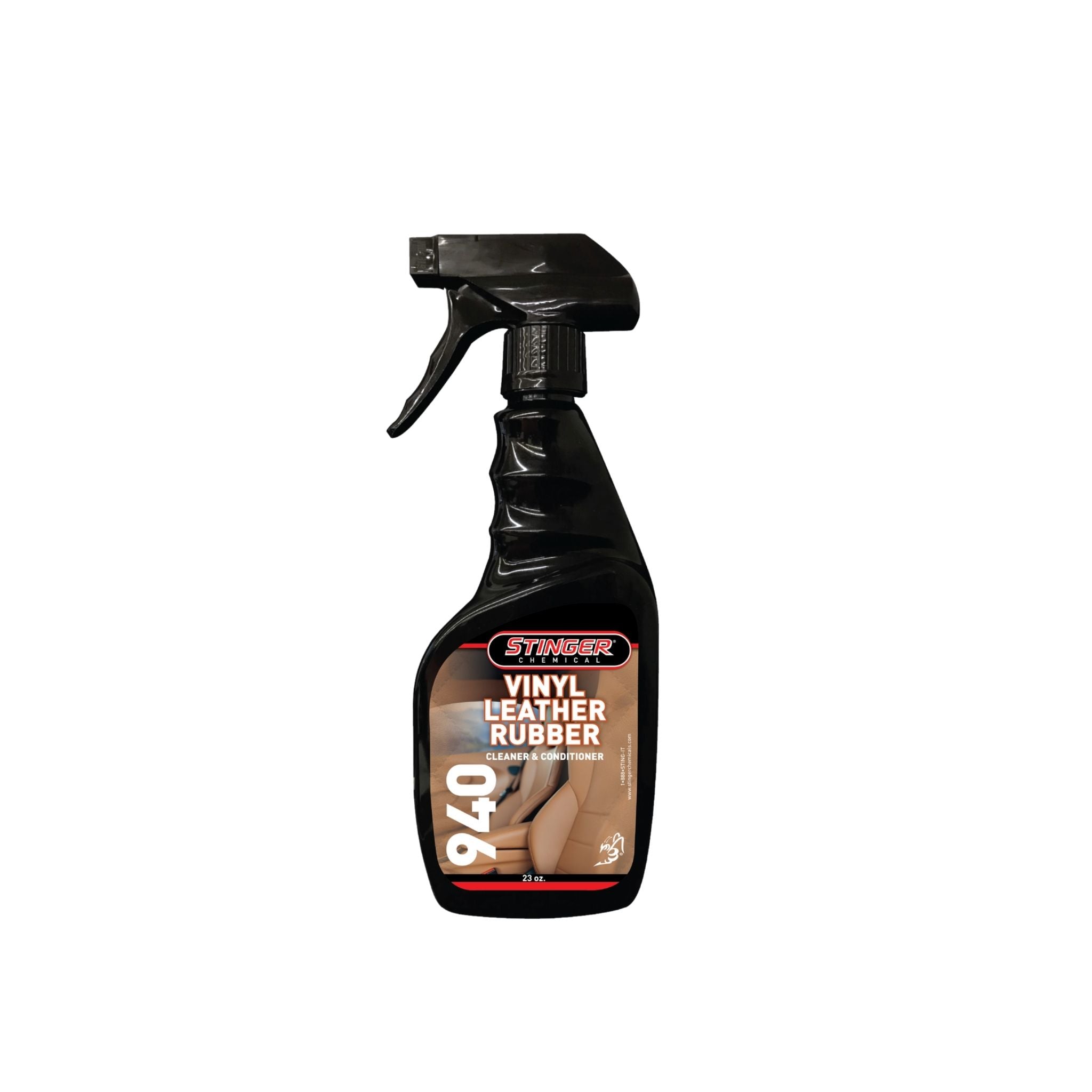 STINGER 940 VINYL LEATHER RUBBER CLEANER AND CONDITIONER cleans, conditions, and protects with UV defense and glossy finish.