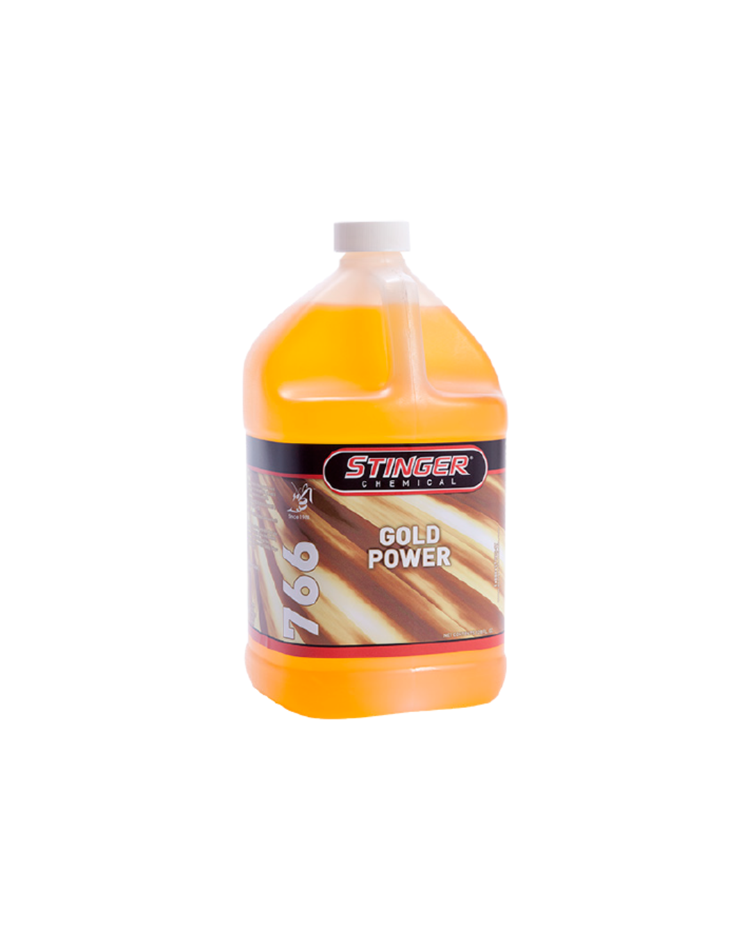 Stinger 766 Gold Power removes oil, grease, ink, and marker from carpet, upholstery, and hard surfaces.