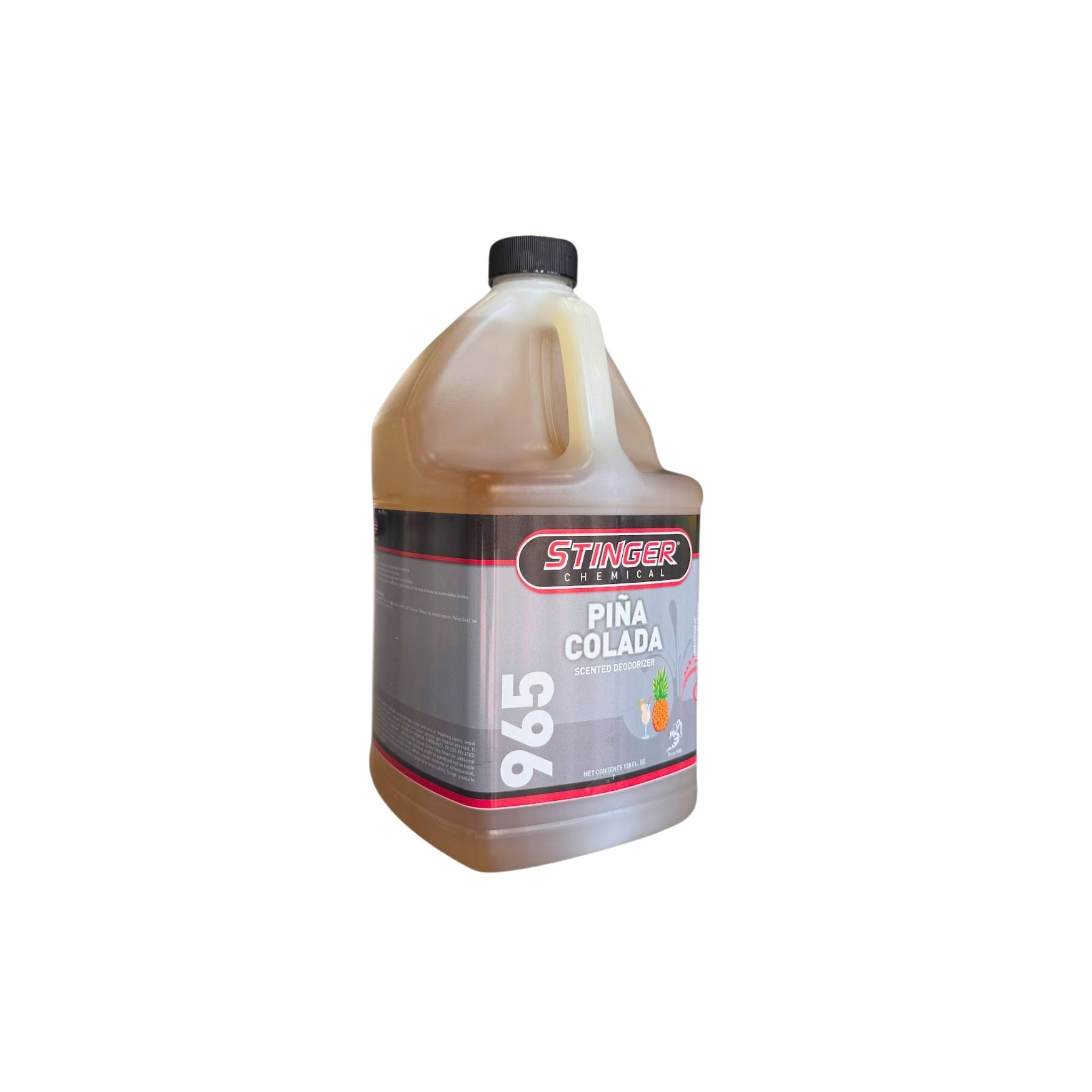 Stinger Chemical Fresh Scent Fragrance in Pina Colada for removal of unwanted odors on carpet and upholstery.