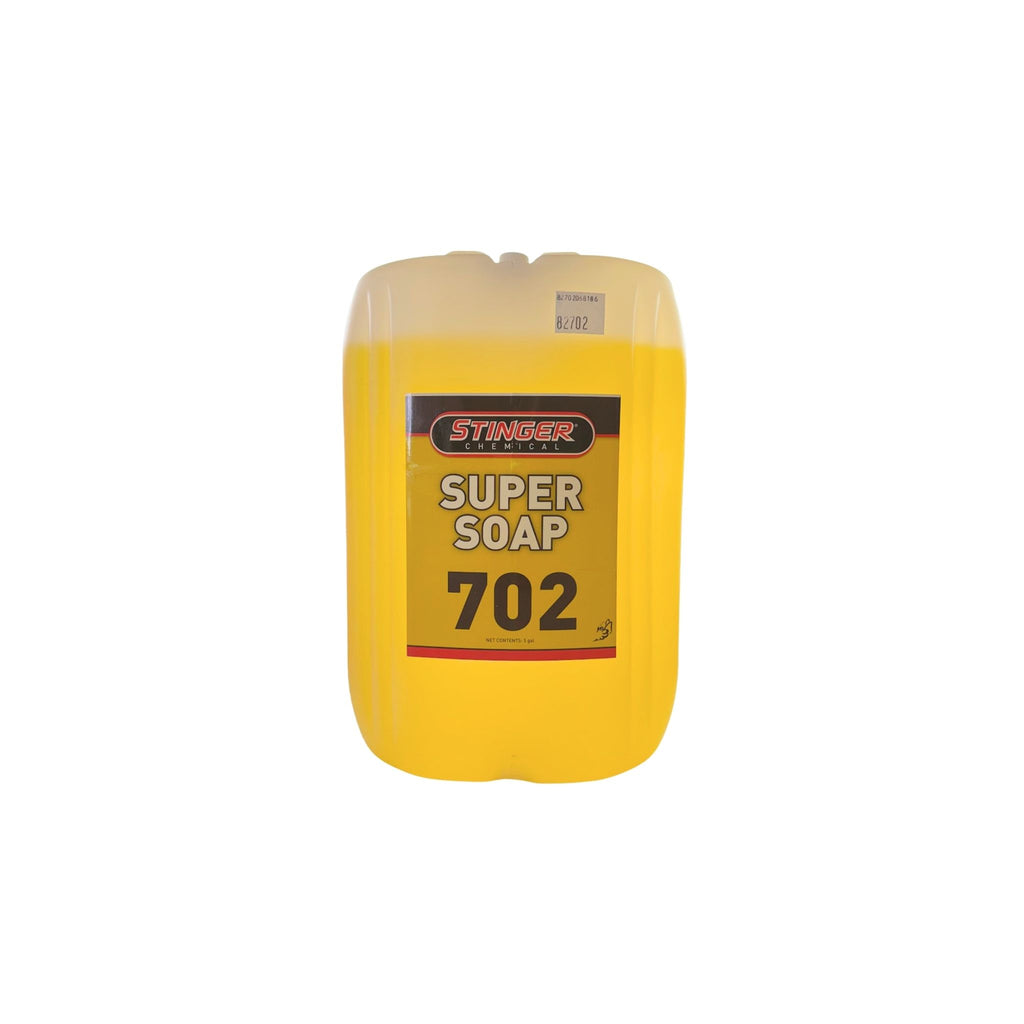 STINGER 702 SUPER SOAP is a thick, concentrated car wash with high foam; removes dirt, bugs, and leaves a banana scent.