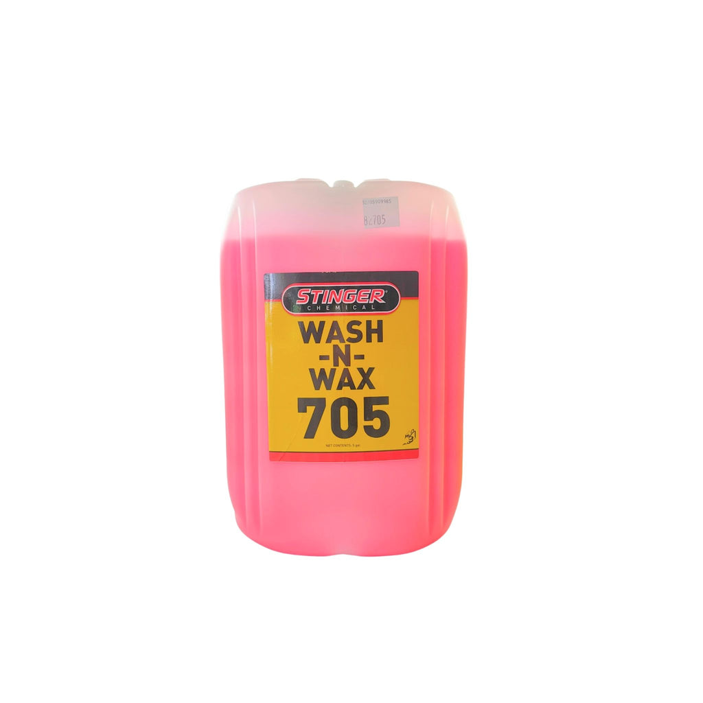 STINGER 705 WASH-N-WAX is a thick, high-foam soap that lifts dirt and leaves a fresh cherry-scented waxed finish.