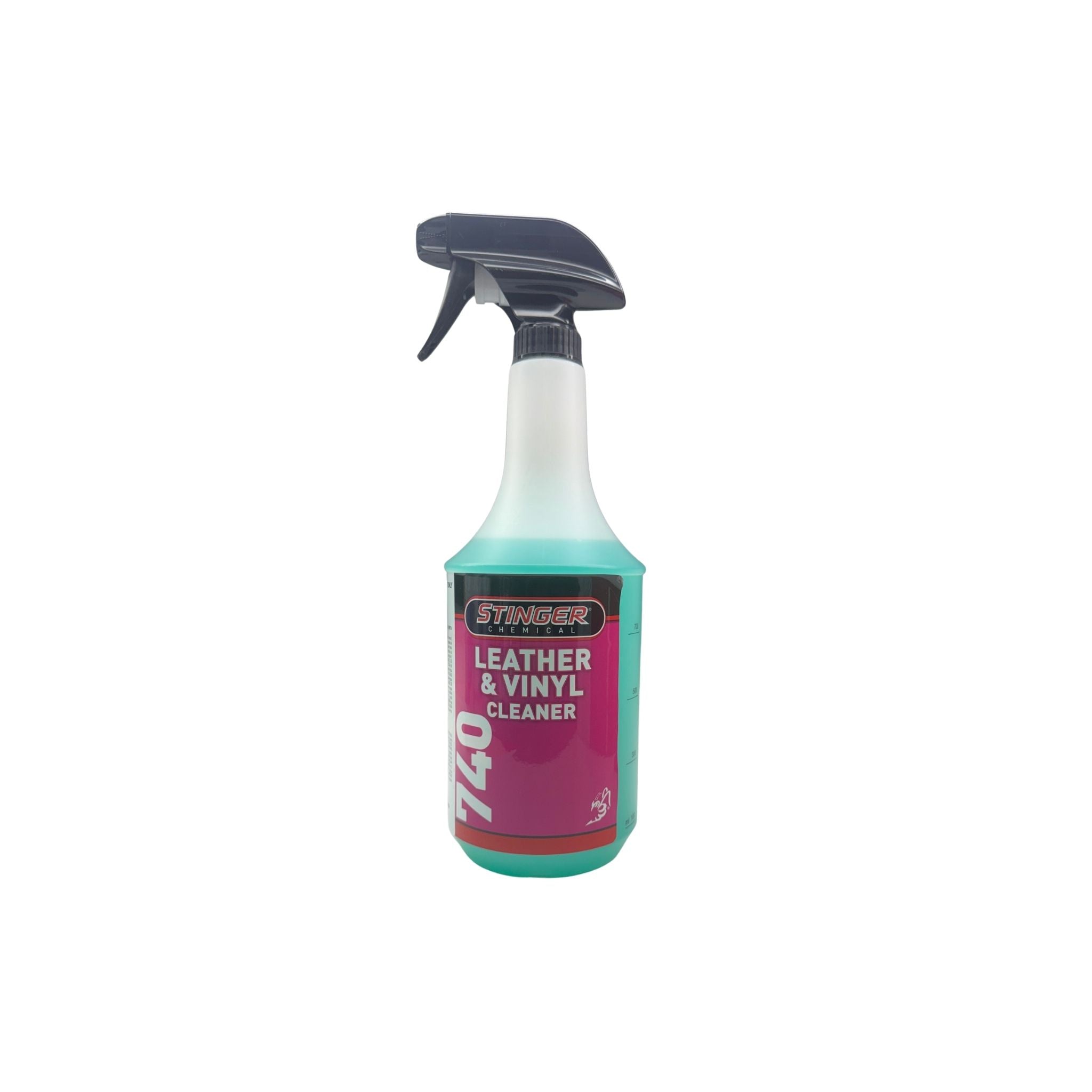 Stinger Leather & Vinyl Cleaner 740, pH-neutral formula removes grease, dust, and stains; safe for all surfaces.