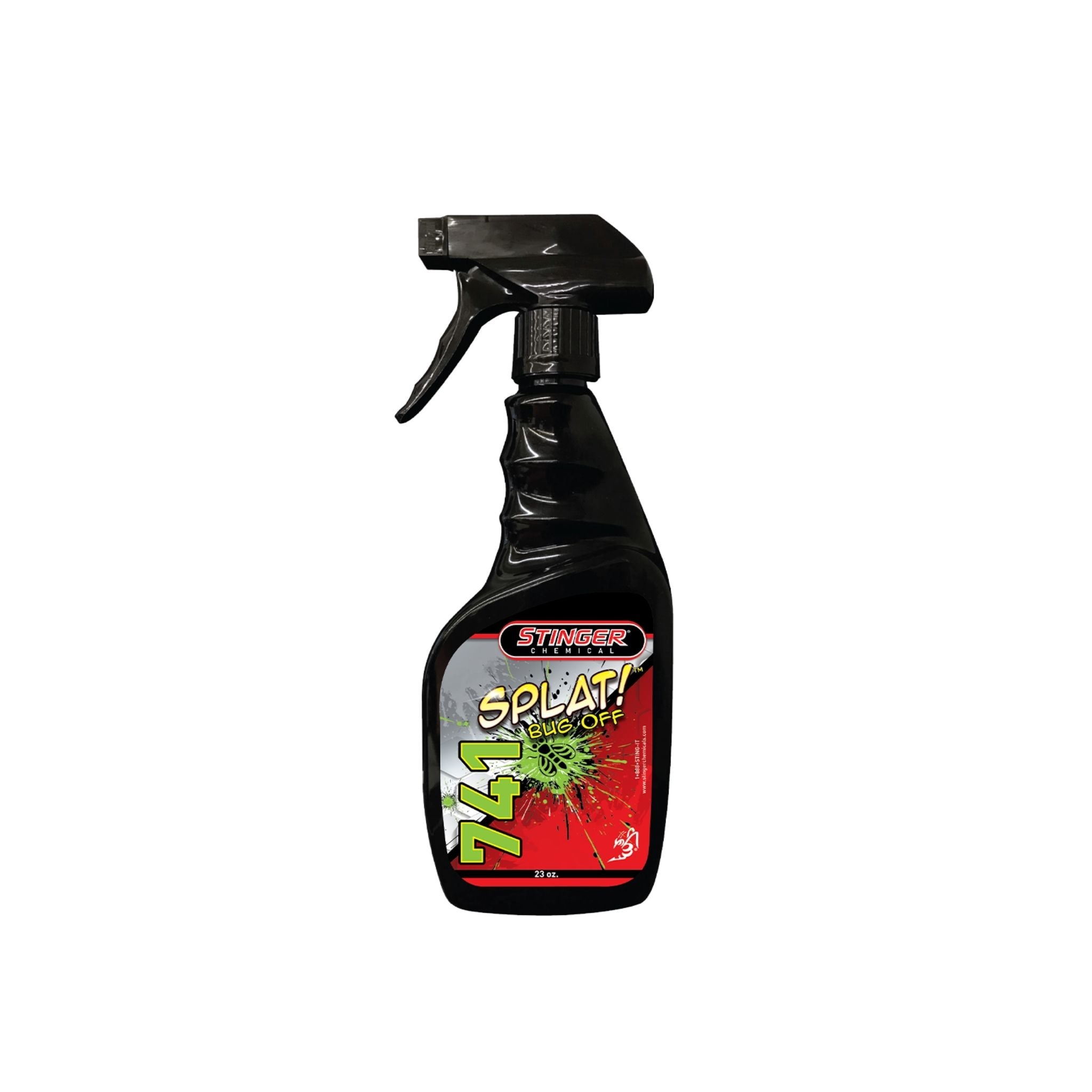 23 oz of STINGER 741 SPLAT! BUG OFF safely removes bugs and sap from all finishes; biodegradable and reactivates with water.