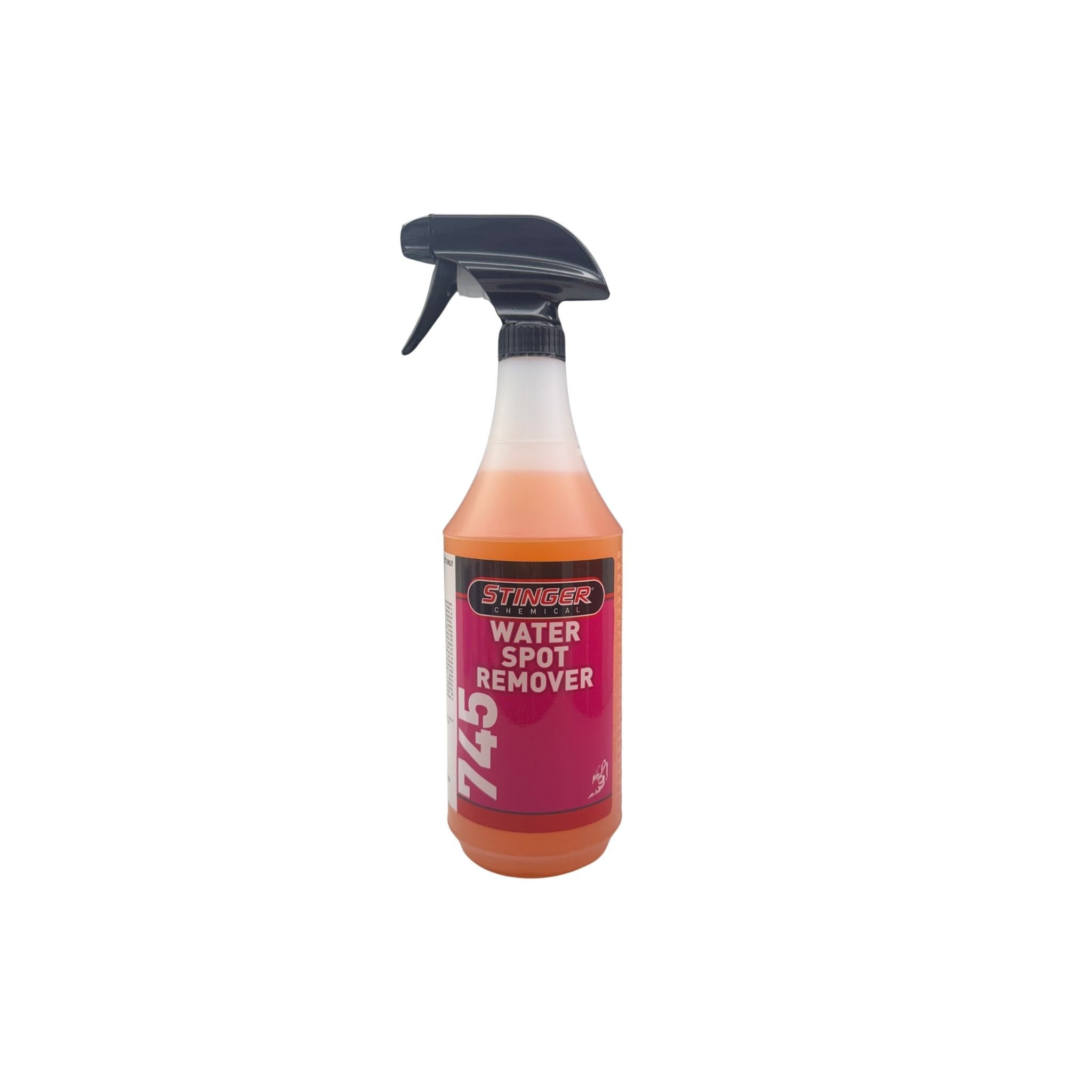 STINGER 745 WATER SPOT REMOVER removes hard water stains and mineral deposits from glass, paint, and chrome.