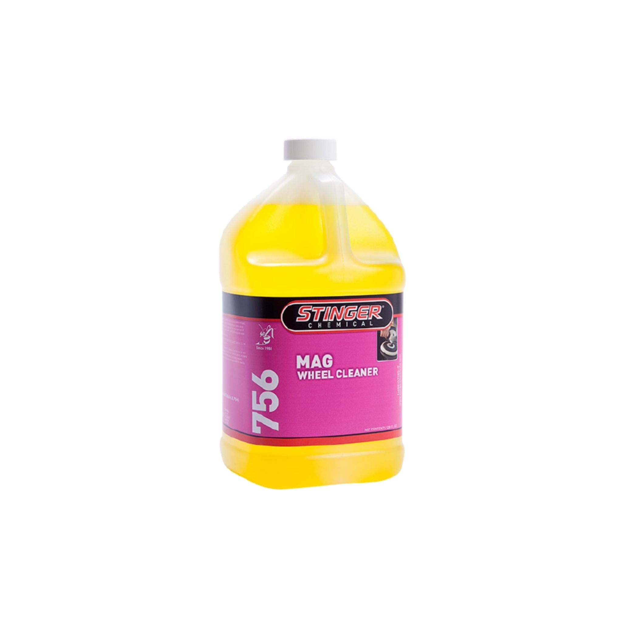 STINGER 756 MAG WHEEL CLEANER is an acid-based foaming cleaner for mag and aluminum wheels; removes grime and brake dust.
