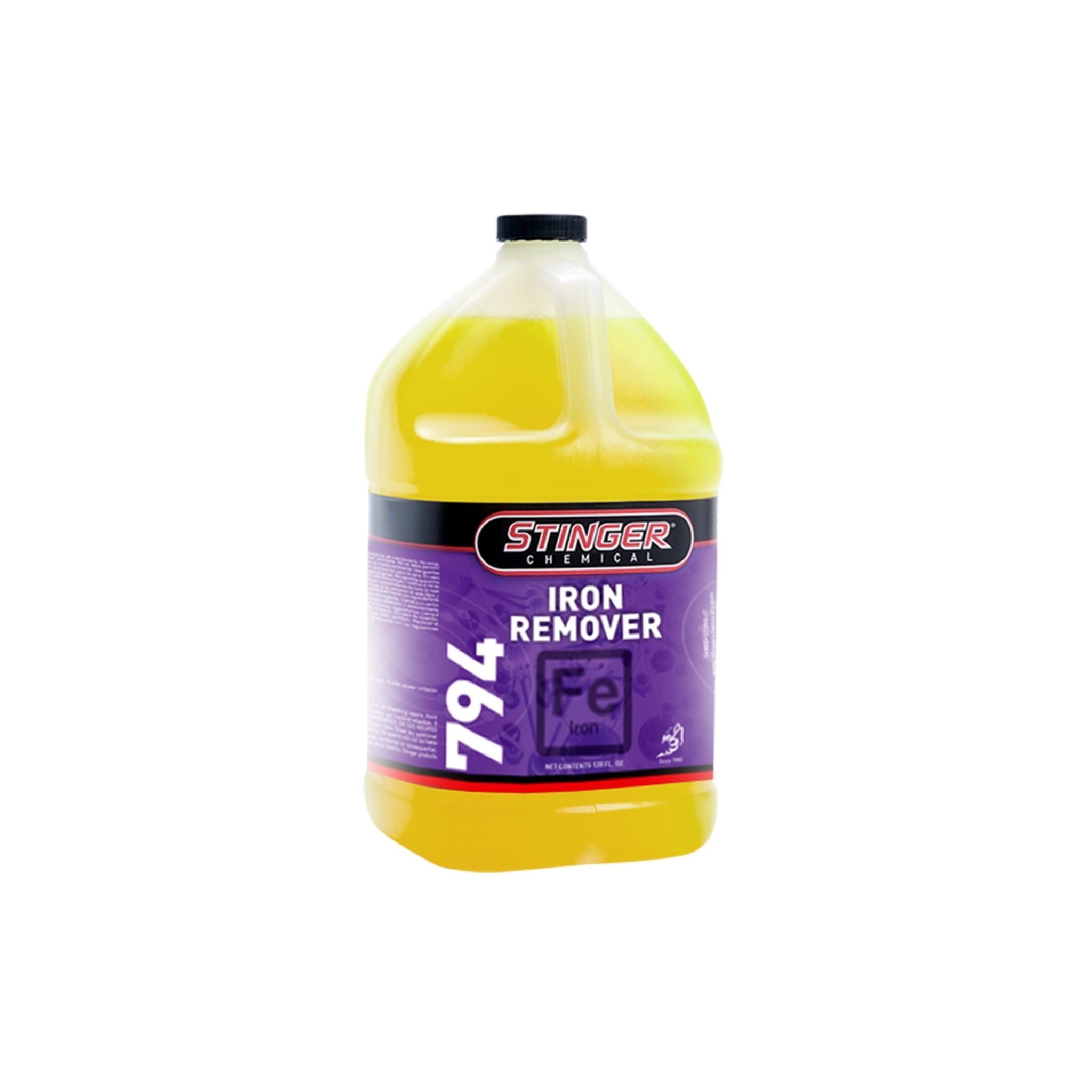 Stinger Chemical 794 IRON REMOVER safely dissolves brake dust and iron contaminants from wheels and paint surfaces.