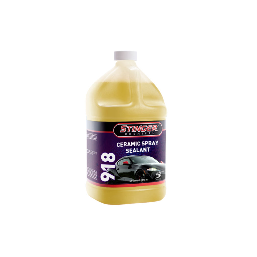 STINGER 918 CERAMIC SPRAY SEALANT protects and shines with SiO2 formula; spray-on, wipe-off with slick, hydrophobic finish.