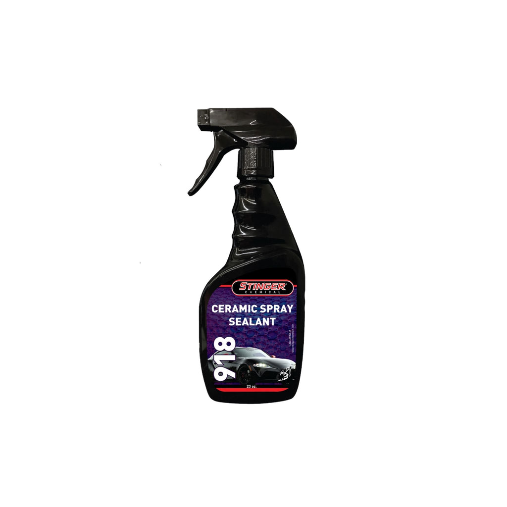 STINGER 918 CERAMIC SPRAY SEALANT protects and shines with SiO2 formula; spray-on, wipe-off with slick, hydrophobic finish.